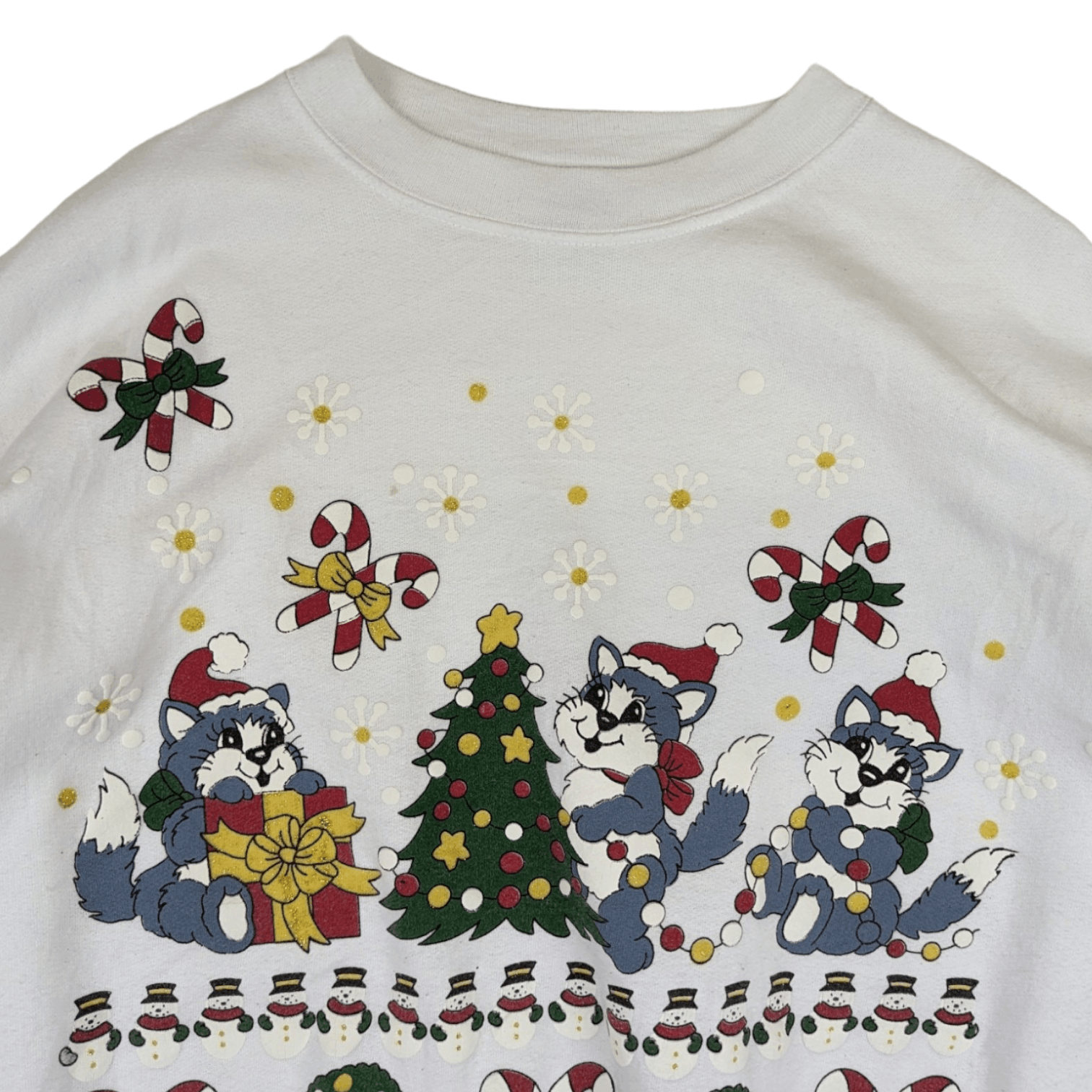 Hanes Vintage 2000's CHRISTMAS Tree Cat Animal Jumper Sweatshirt Size US XL / EU 56 / 4 - 4 Thumbnail