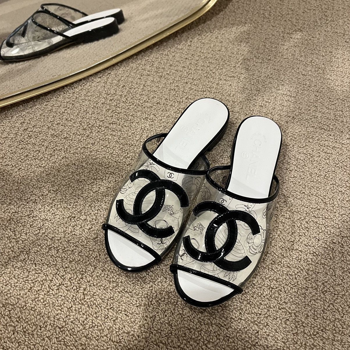 Chanel Chanel 2019 interlocking cc logo pvc slides Grailed