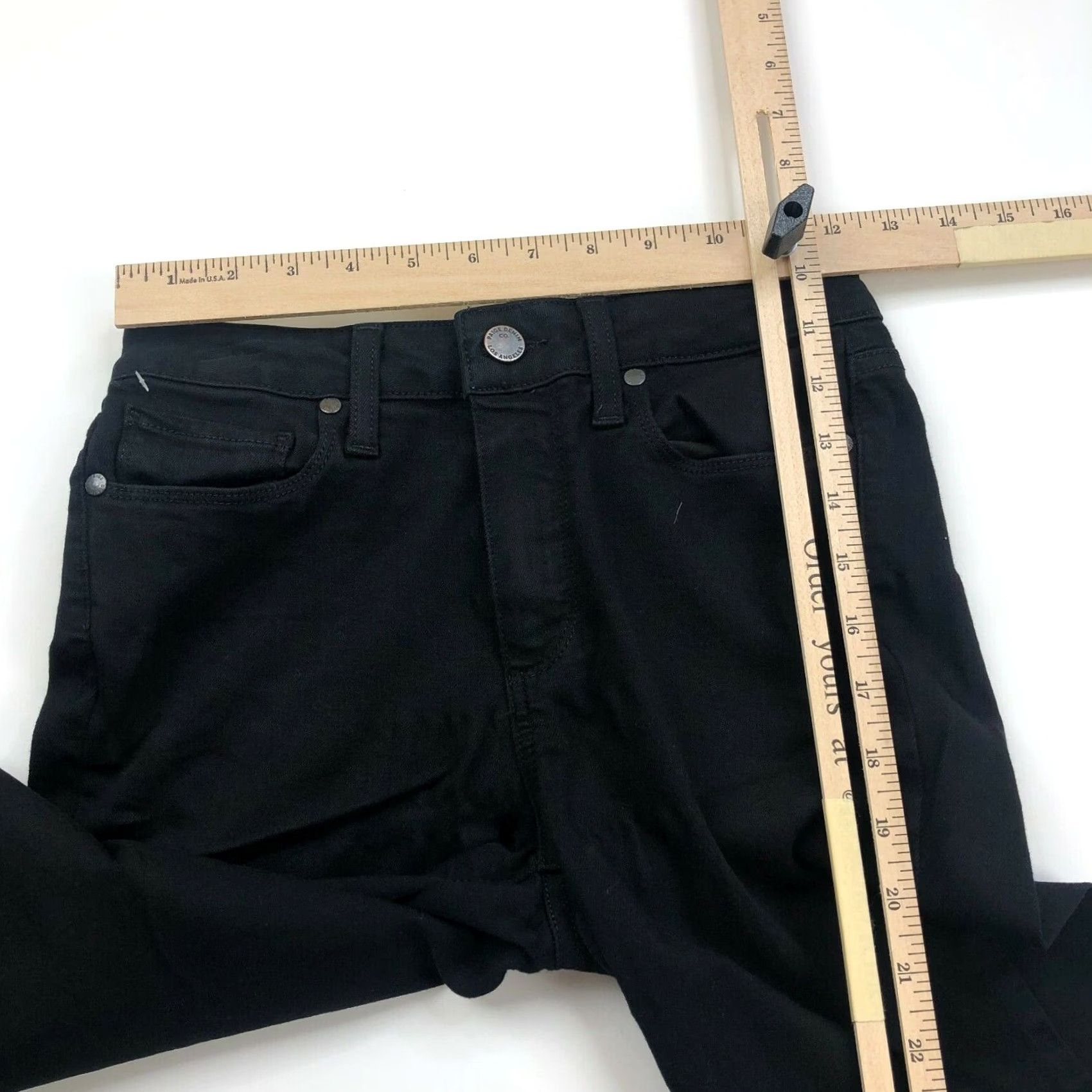 Paige Paige Hoxton Ultra Skinny 25 Jeans Black Denim Zip Raw Hem Women 25 in Inseam 25 in Slim Straight Vintage No 25W 25L Regular Size Pants Size 42" / US 20 - 6 Thumbnail