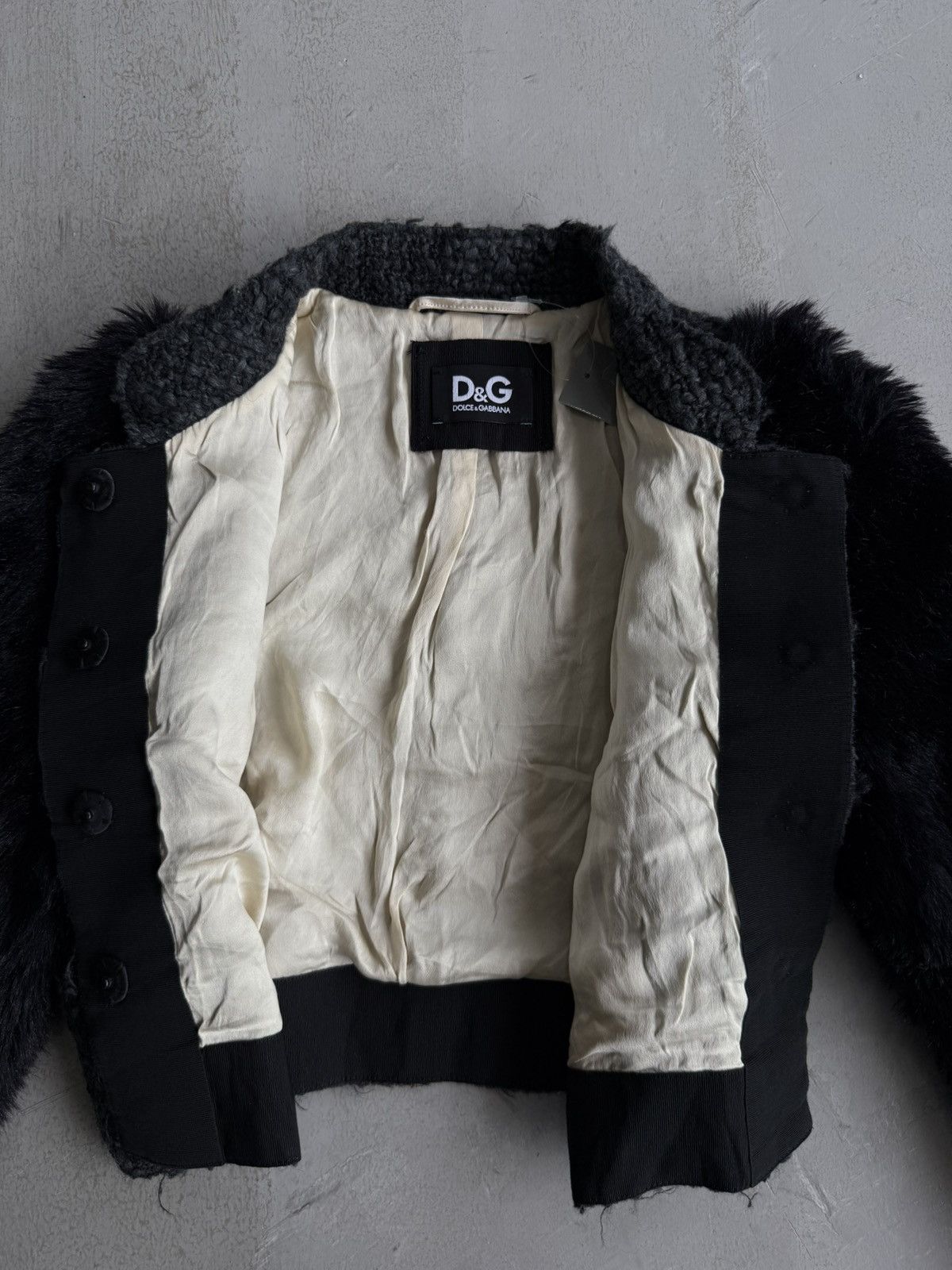 Dolce & Gabbana Archive D&G - Tweed Fur Cropped Jacket Size S / US 4 / IT 40 - 7 Thumbnail