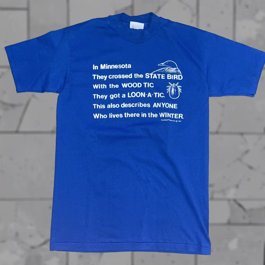 Hanes VTG HANES Minnesota T-Shirt Mens M SINGLE STITCH Blue Bubble Print ISA Size US M / EU 48-50 / 2 - 1 Thumbnail