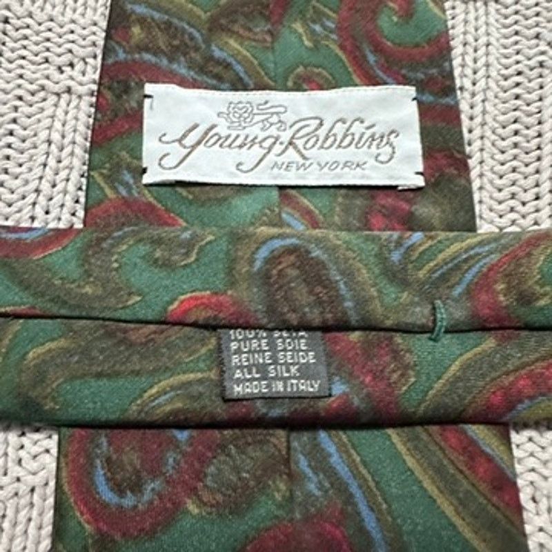 Vintage Vintage Young Robbins green paisley silk tie Size ONE SIZE - 4 Thumbnail