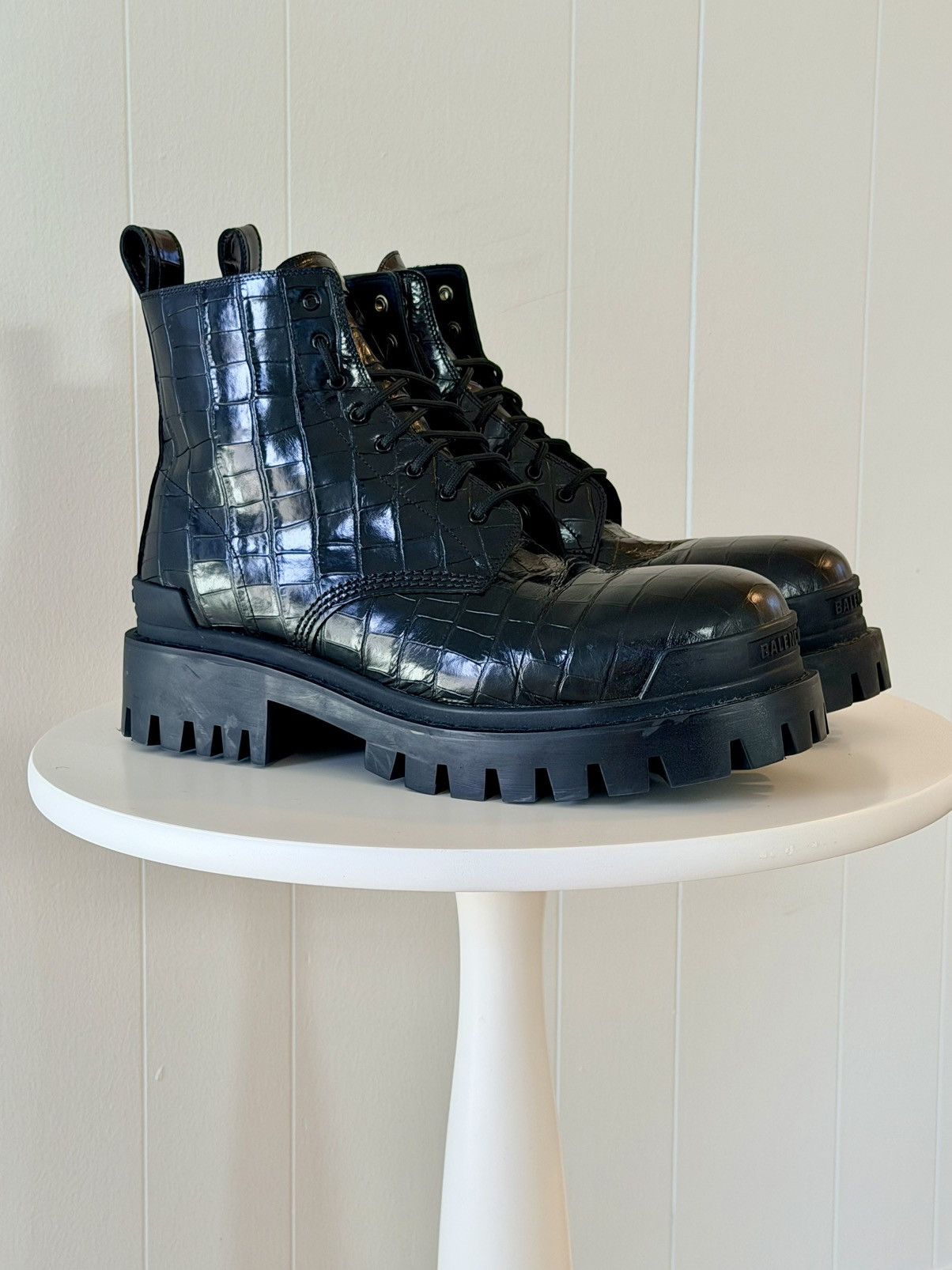 Balenciaga BALENCIAGA Strike Boot — Black Crocco Print - Men’s EU 46 Size US 13 / EU 46 - 1 Thumbnail