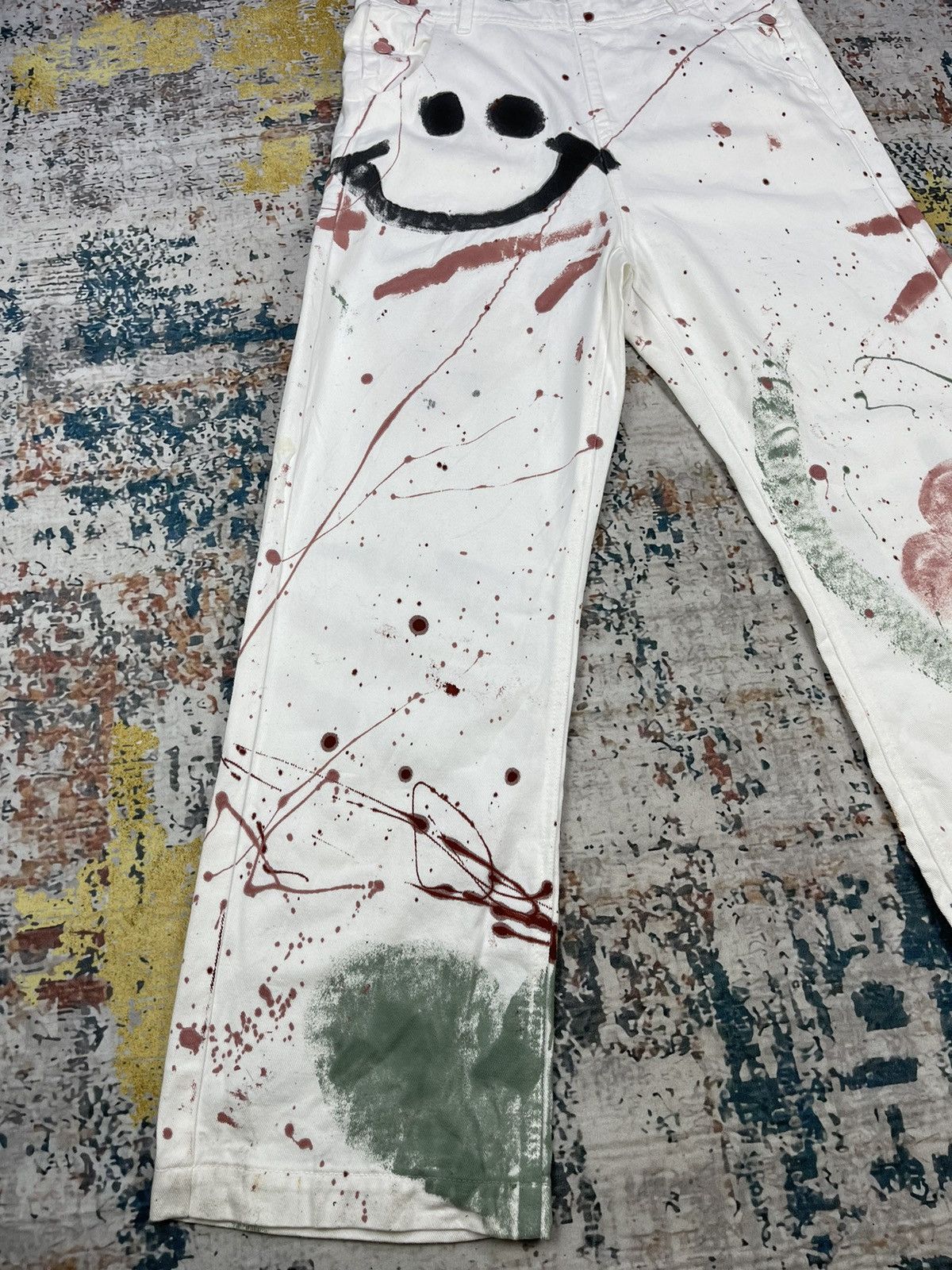 Japanese Brand Art Deco Wego Paint Splatter Bib Denim Overalls Size US 34 / EU 50 - 2 Thumbnail