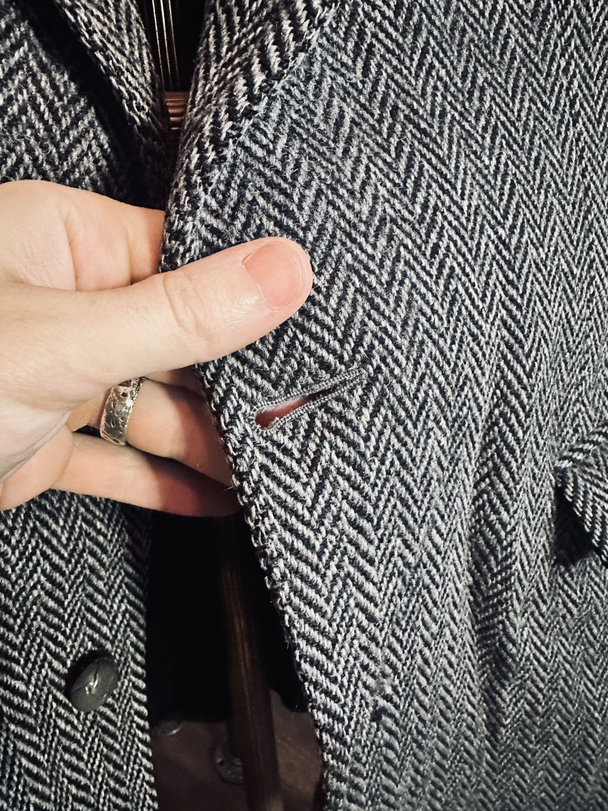 Harris Tweed Vintage gray herringbone Harrods wool jacket tweed Size 38R - 5 Thumbnail