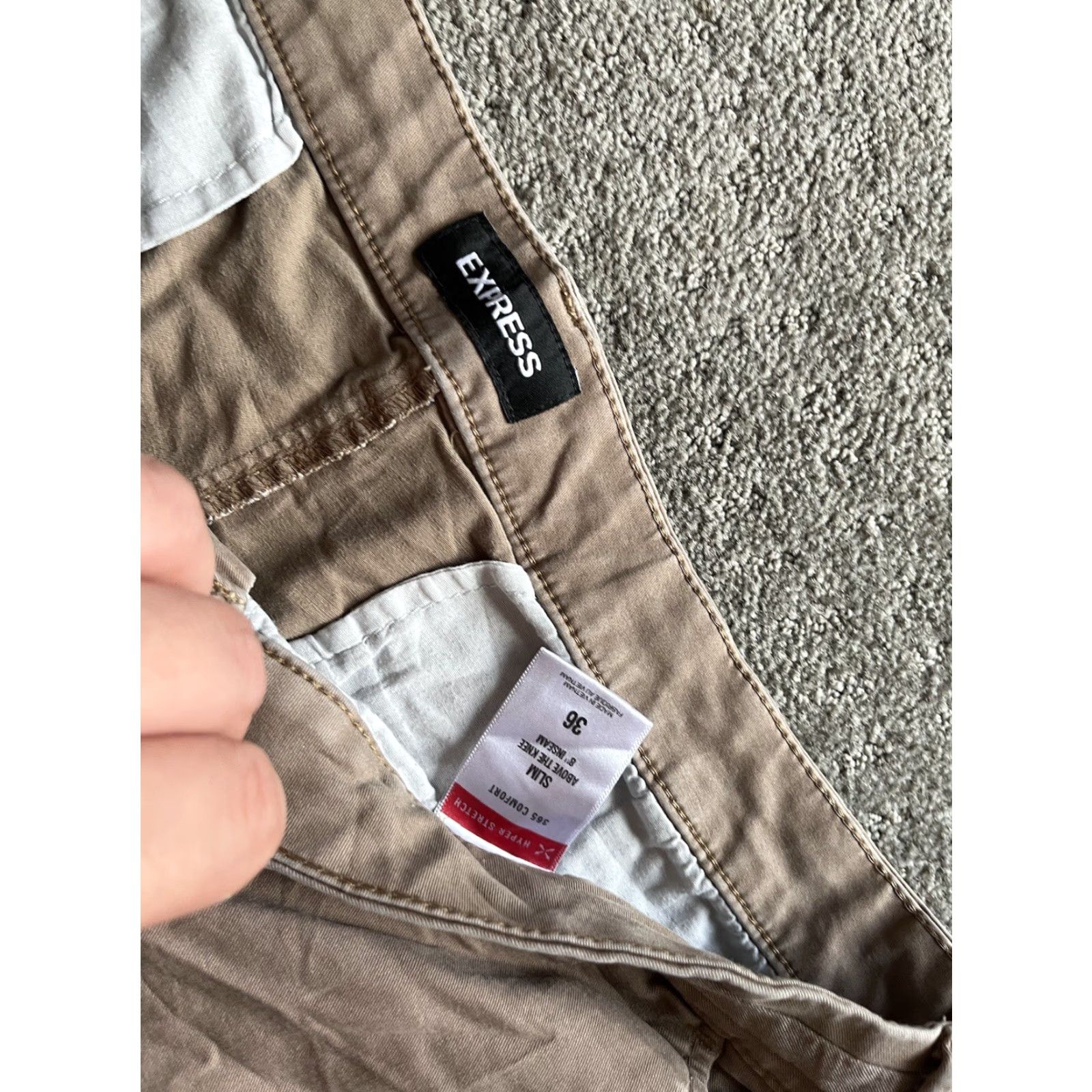 Express EXPRESS Slim Above The Knee Beige Chino Shorts Size 36 Men Regular Beige Slim Chino Shorts 36 Express Size US 36 / EU 52 - 3 Thumbnail