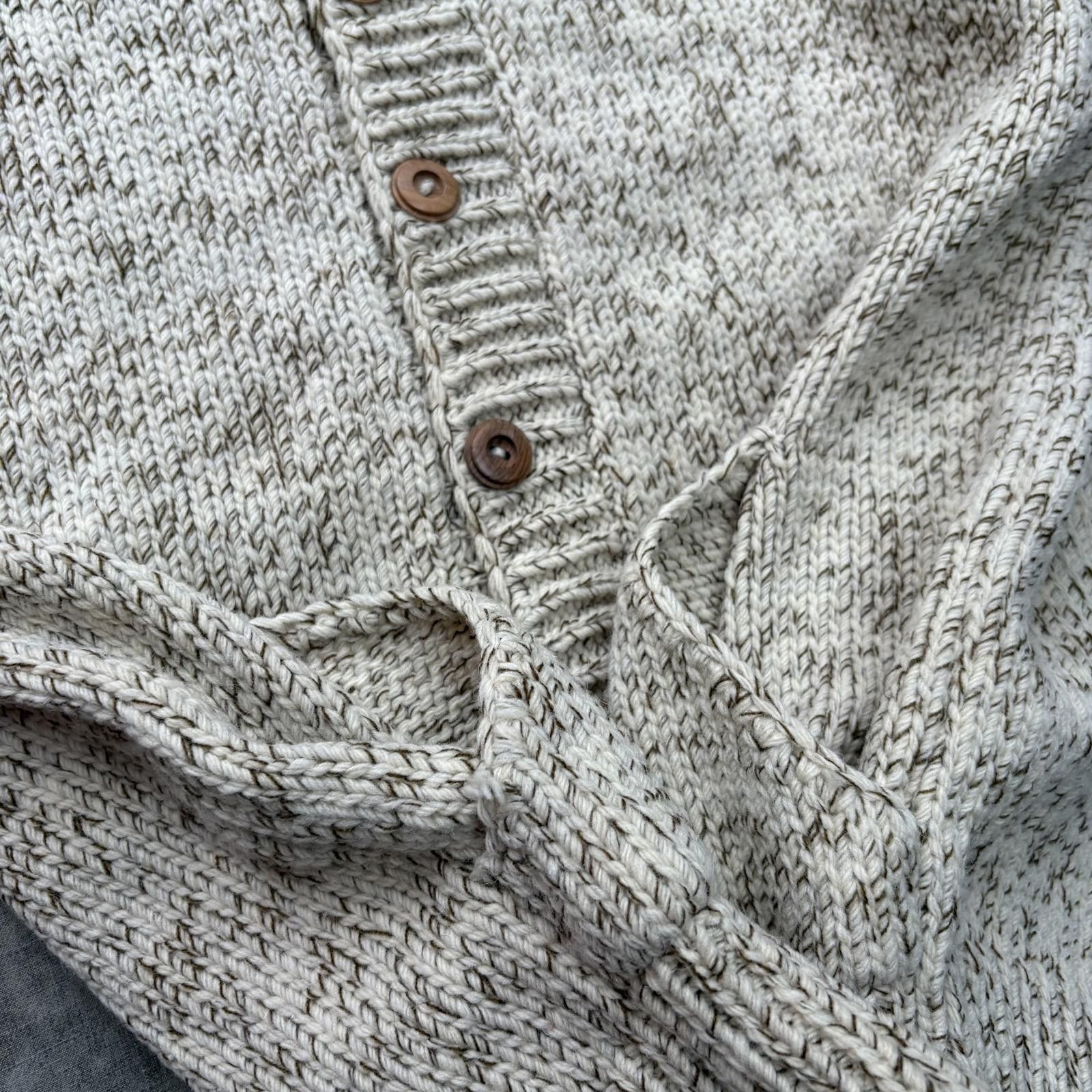 Vintage Vintage 80s Cream Tweed Chunky Hand Knit Sweater Cardigan Size US L / EU 52-54 / 3 - 3 Thumbnail