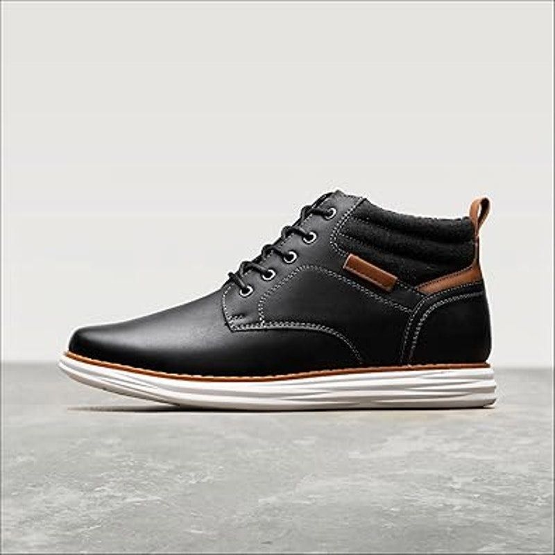 Other Bruno Marc Men's 9 Black Faux Leather Chukka Sneakers Size US 9 / EU 42 - 3 Thumbnail