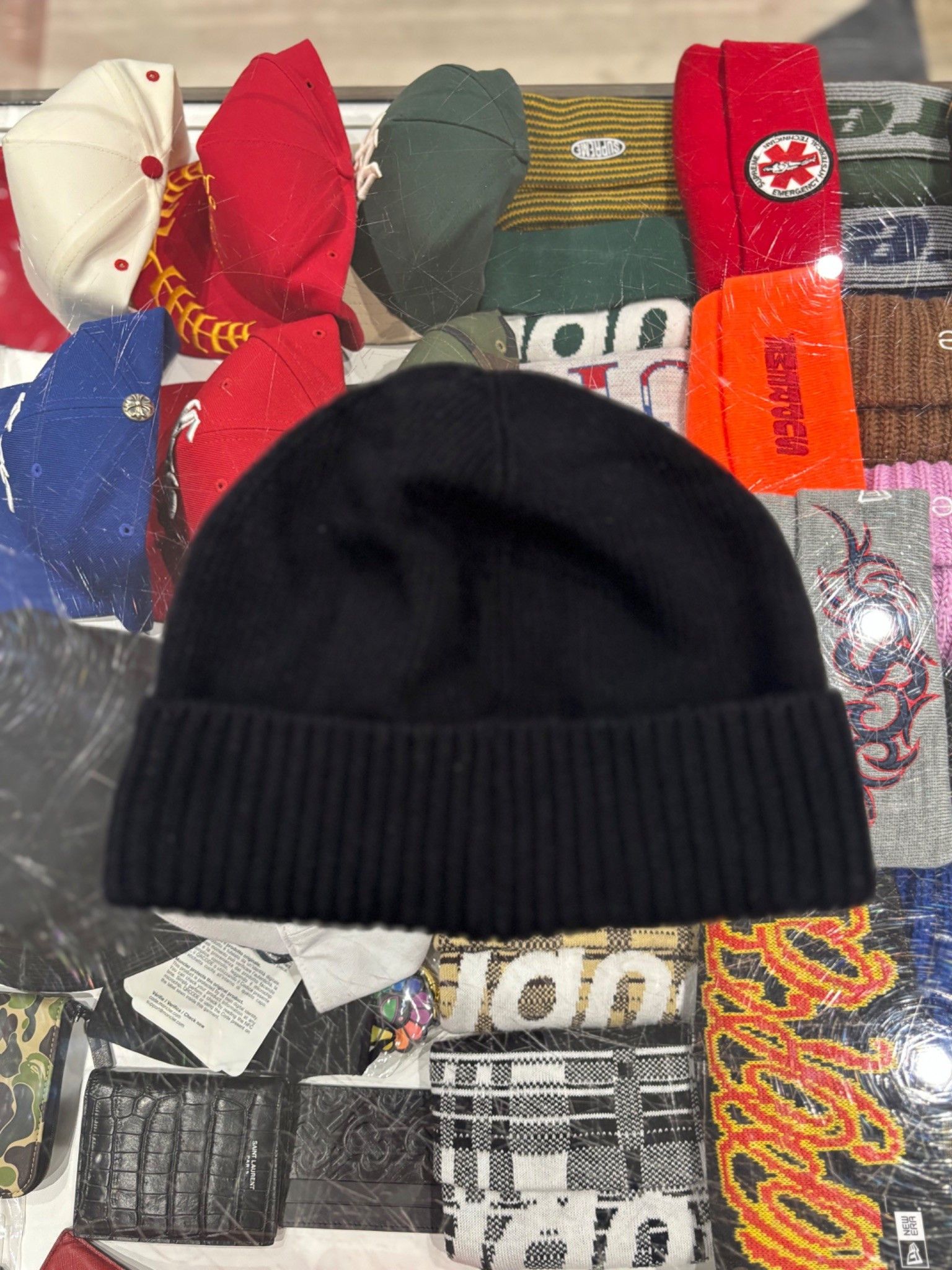 Moncler Moncler Logo Cotton Beanie Black Size ONE SIZE - 3 Thumbnail