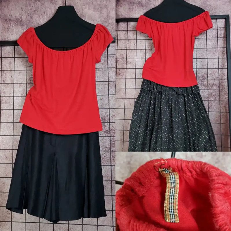 Burberry Burberry Red Off-Shoulder Short Sleeve Top Size M / US 6-8 / IT 42-44 - 1 Thumbnail
