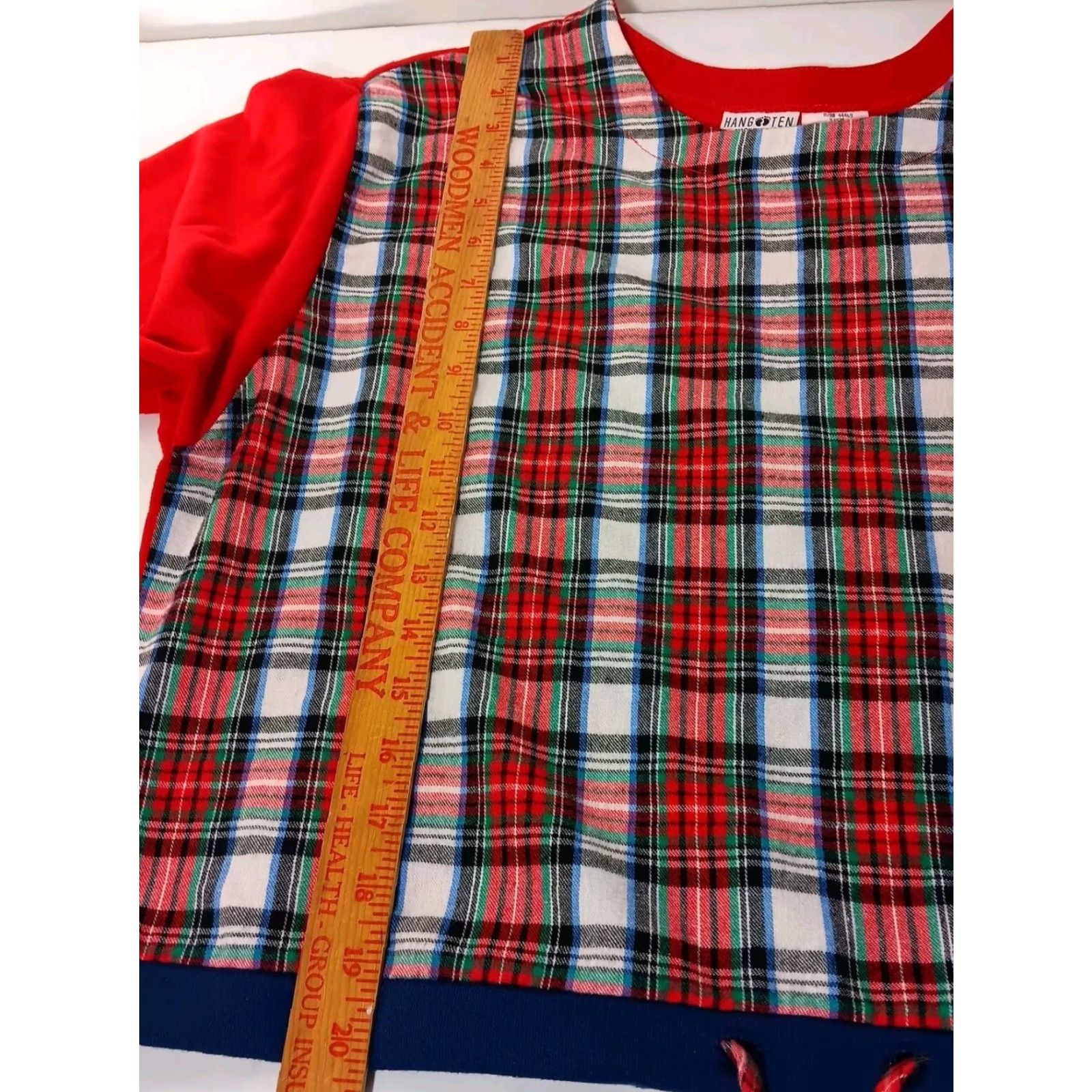 Hang Ten VINTAGE Hang Ten Shirt Sweatshirt Cropped Red Plaid Tartan 1990s Surf Skate Women's L Size L / US 10 / IT 46 - 5 Thumbnail