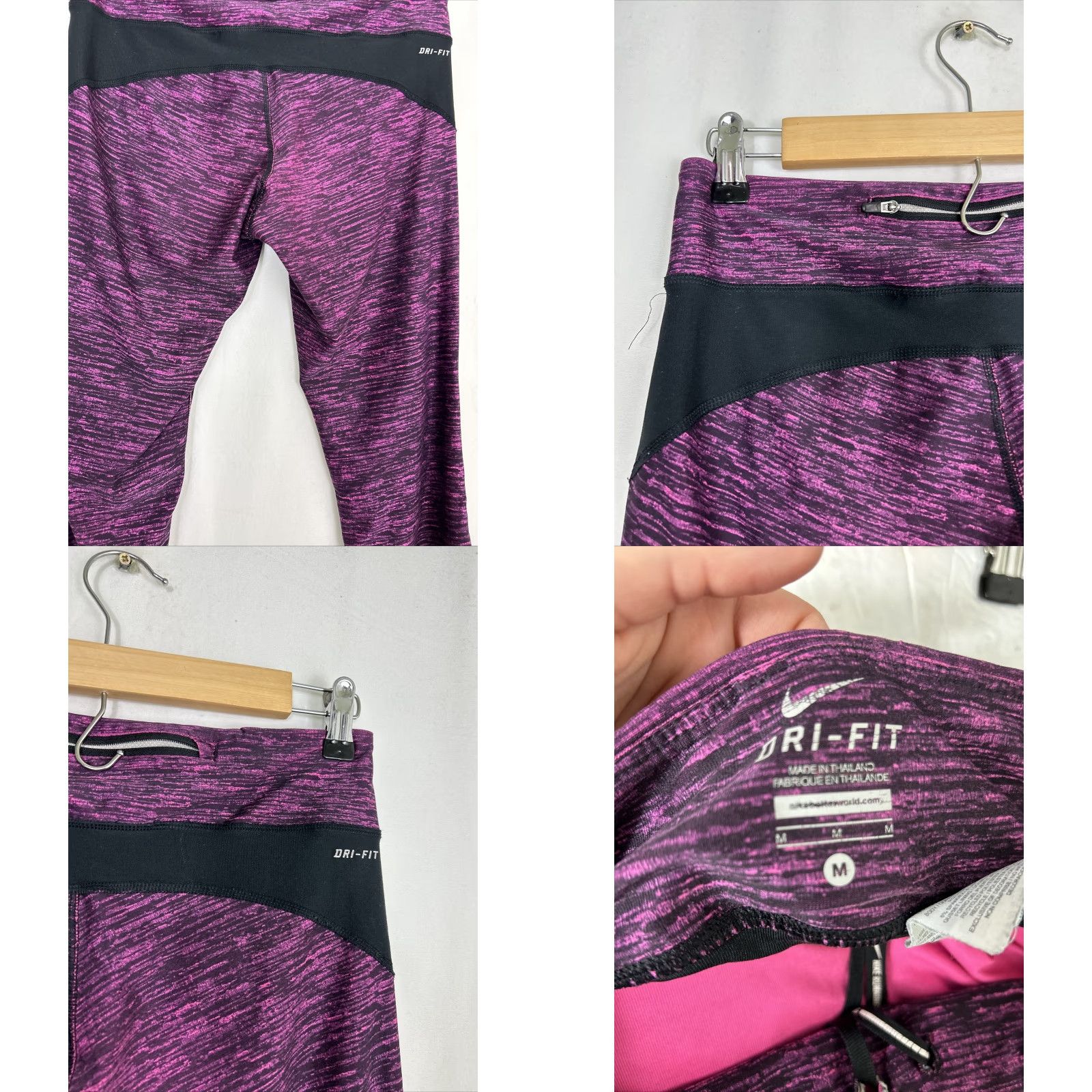 Nike Nike Womens Leggings Capri DriFit Drawstring M Black Pink 28x24 Activewear Womens Size 32" / US 10 / IT 46 - 8 Thumbnail