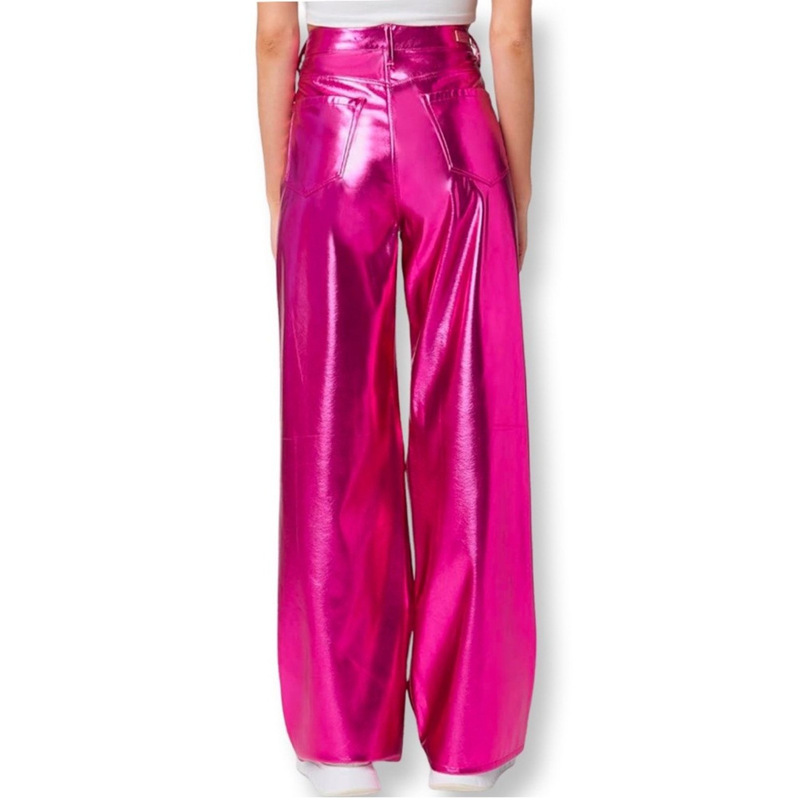 BLANKNYC [BlankNYC] NWT Hot Pink Faux Leather Wide Leg Franklin Pant Size 28" / US 6 / IT 42 - 3 Thumbnail