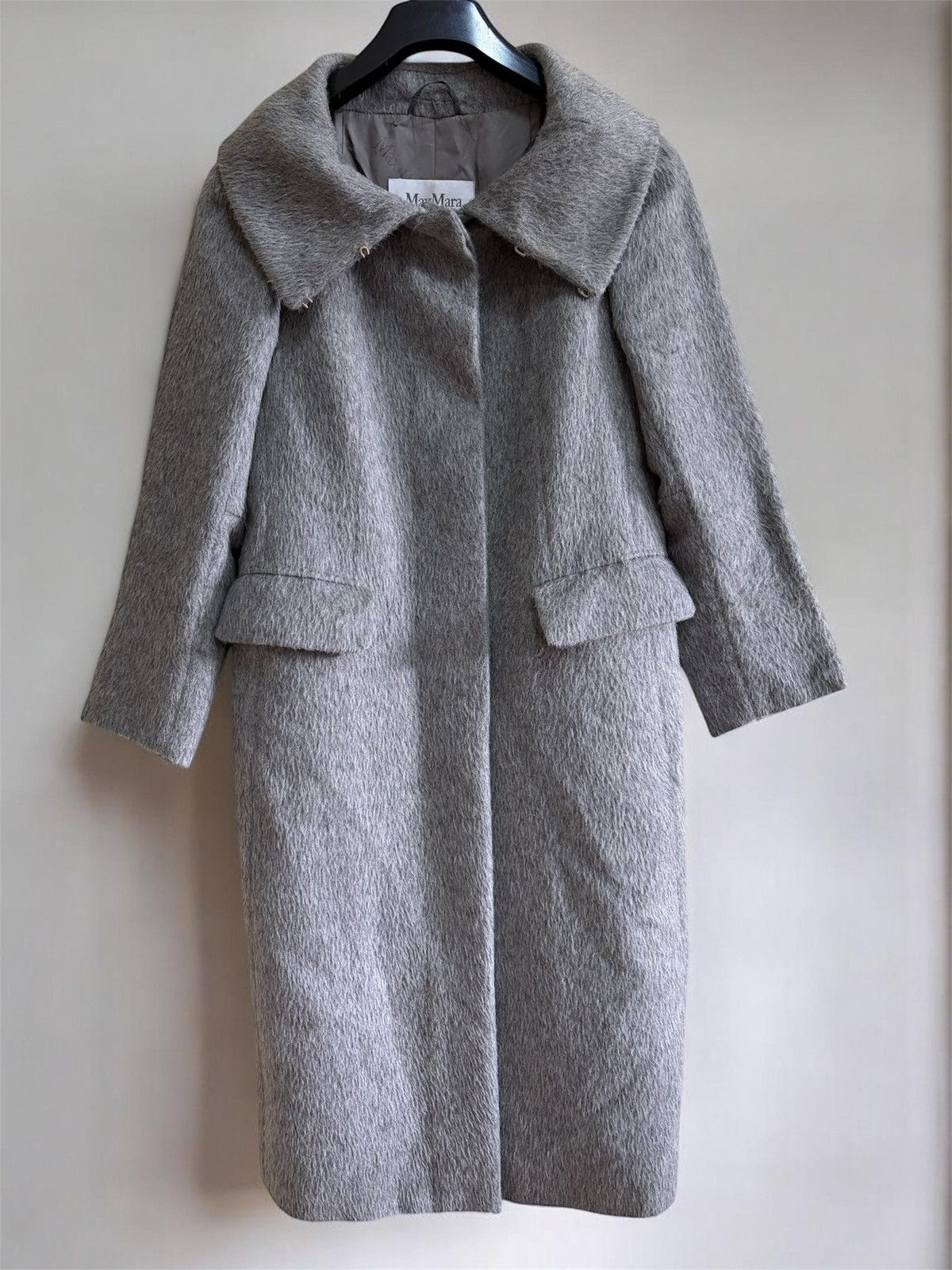 Max Mara Grey Alpaca & Virgin Wool Fuzzy Coat Italy It 40/s, Women's (Size Small)