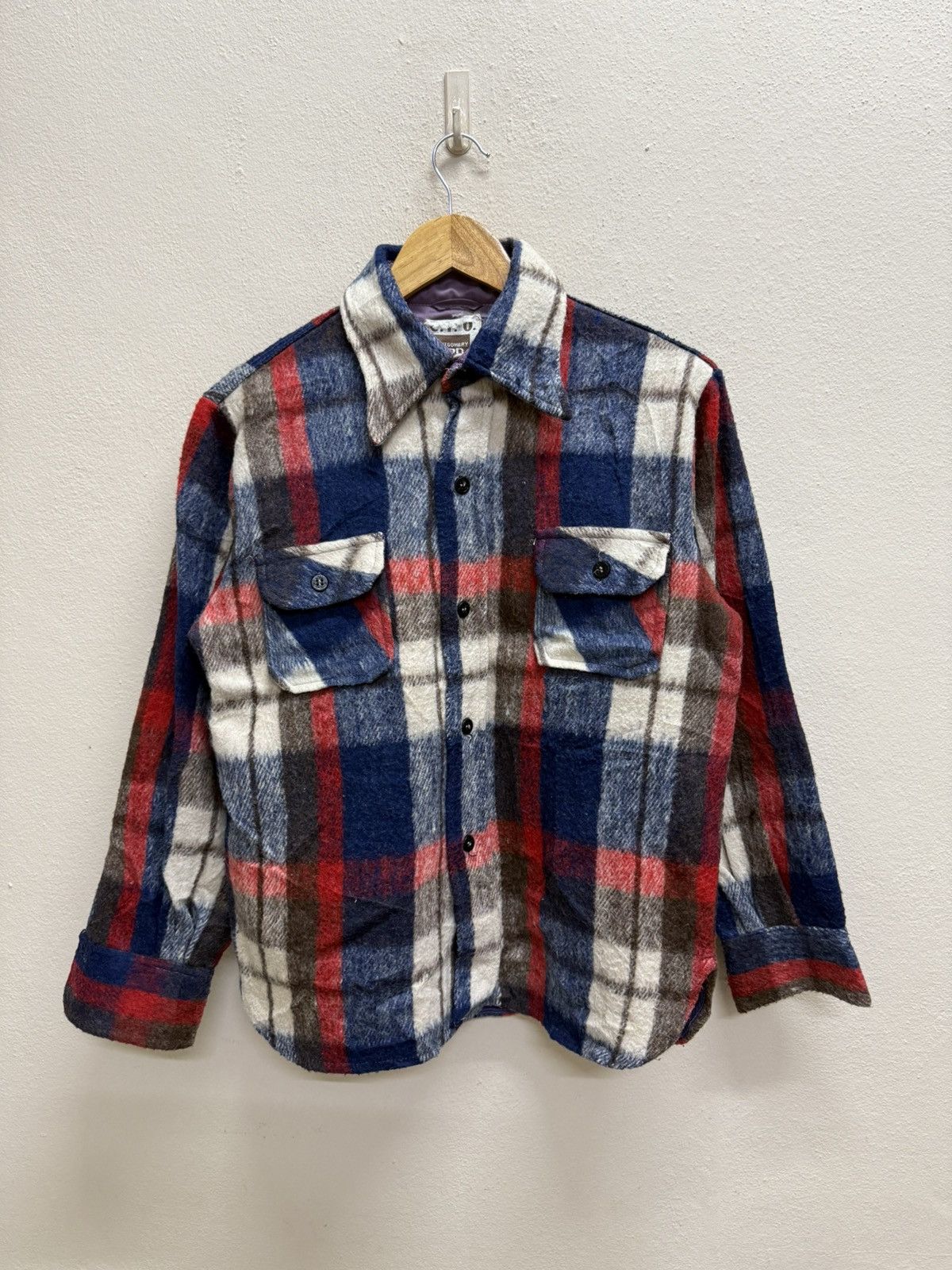 CPO Vintage 70s C.P.O Montgomery Ward Wool Flanel ButtonUp Shirt Size US S / EU 44-46 / 1 - 9 Thumbnail