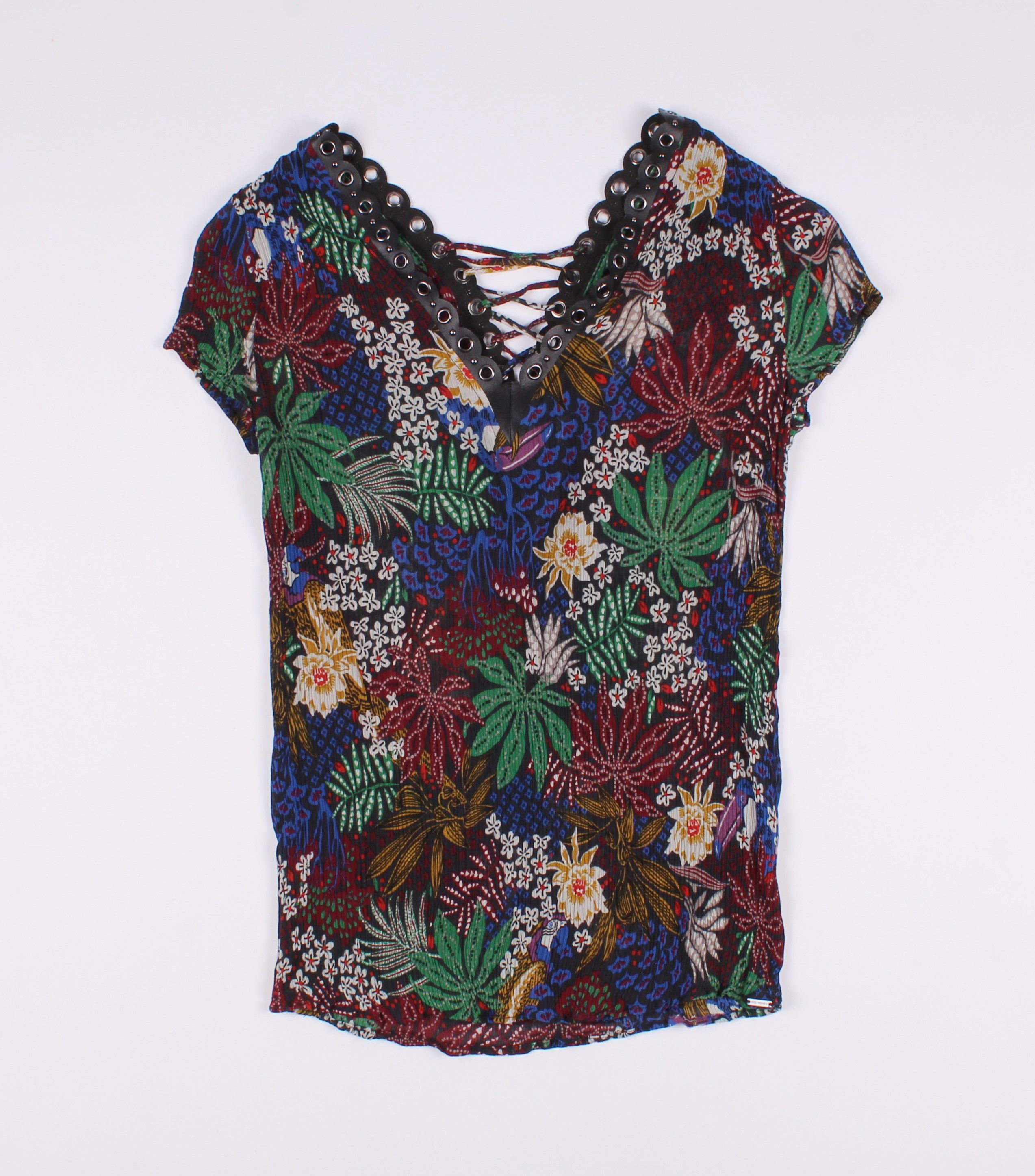 IKKS IKKS Silk Blend Pleated Flora Blouse Top Size S / US 4 / IT 40 - 4 Thumbnail