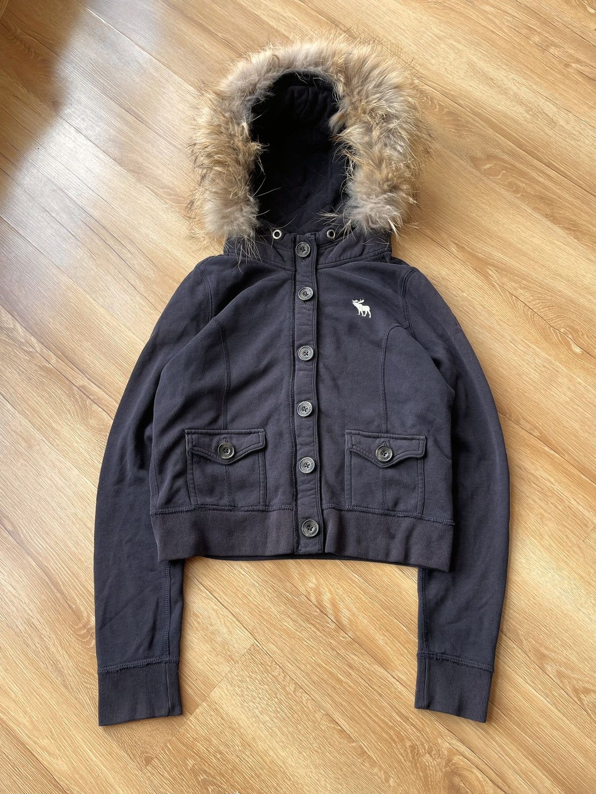 Abercrombie & Fitch Y2K Abercrombie Fitch Button Real Fur Hoodie Ifsixwasnine Size L / US 10 / IT 46 - 1 Thumbnail