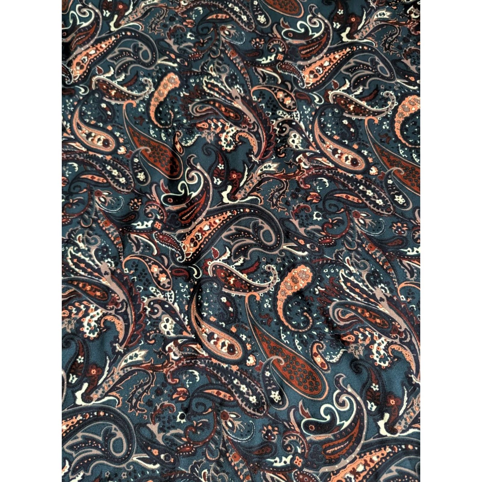 Vintage Papermoon Blouse Sleeveless Navy Paisley Blue V-Neck Ruffle Women 2X Plus(Size) Boho Casual Womens Size XXL / US 16-18 / IT 52-54 - 3 Thumbnail