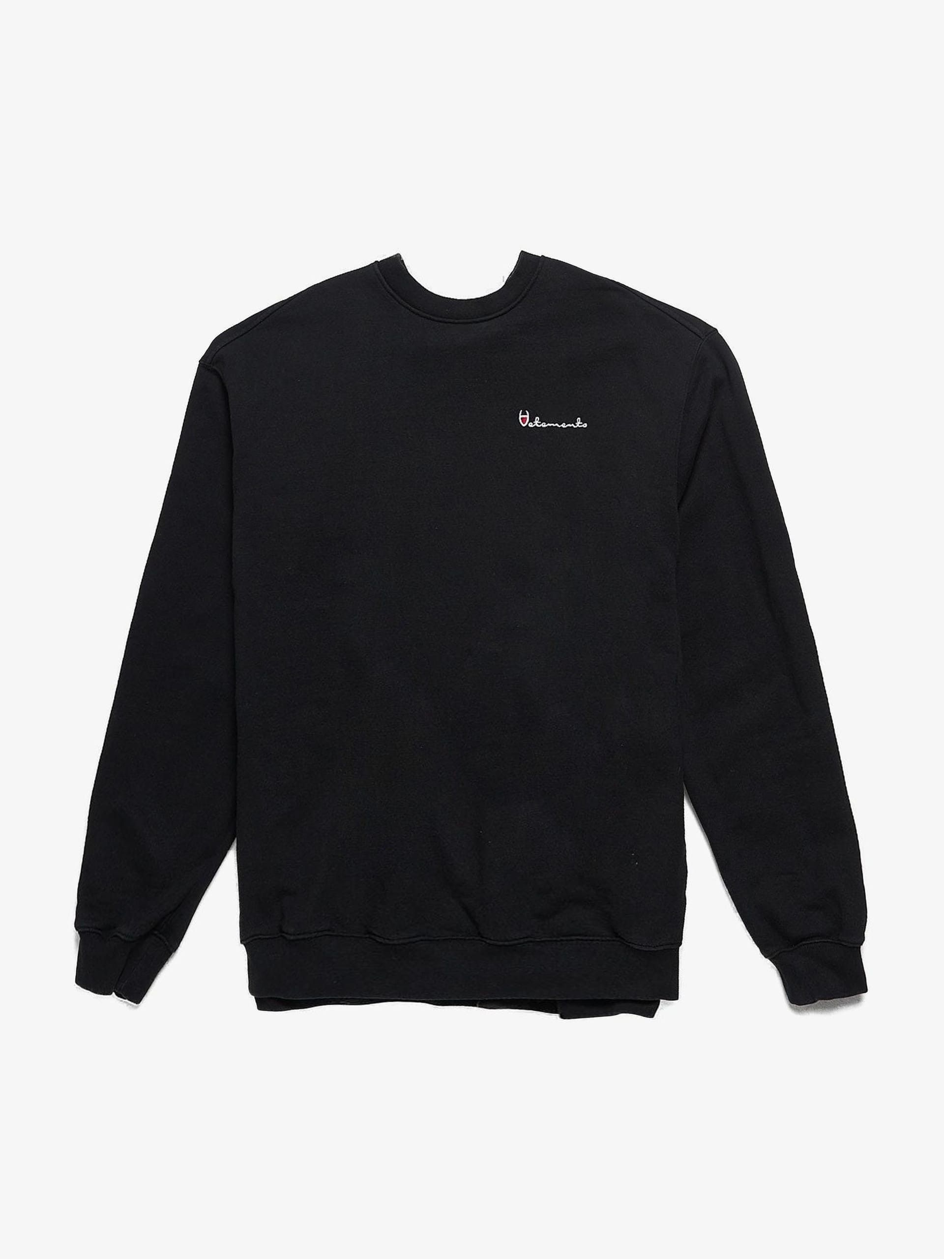 image of Vetements Black Collaboration Little Logo Embroidered Oversized Sweatshirt, Men's (Size Large)
