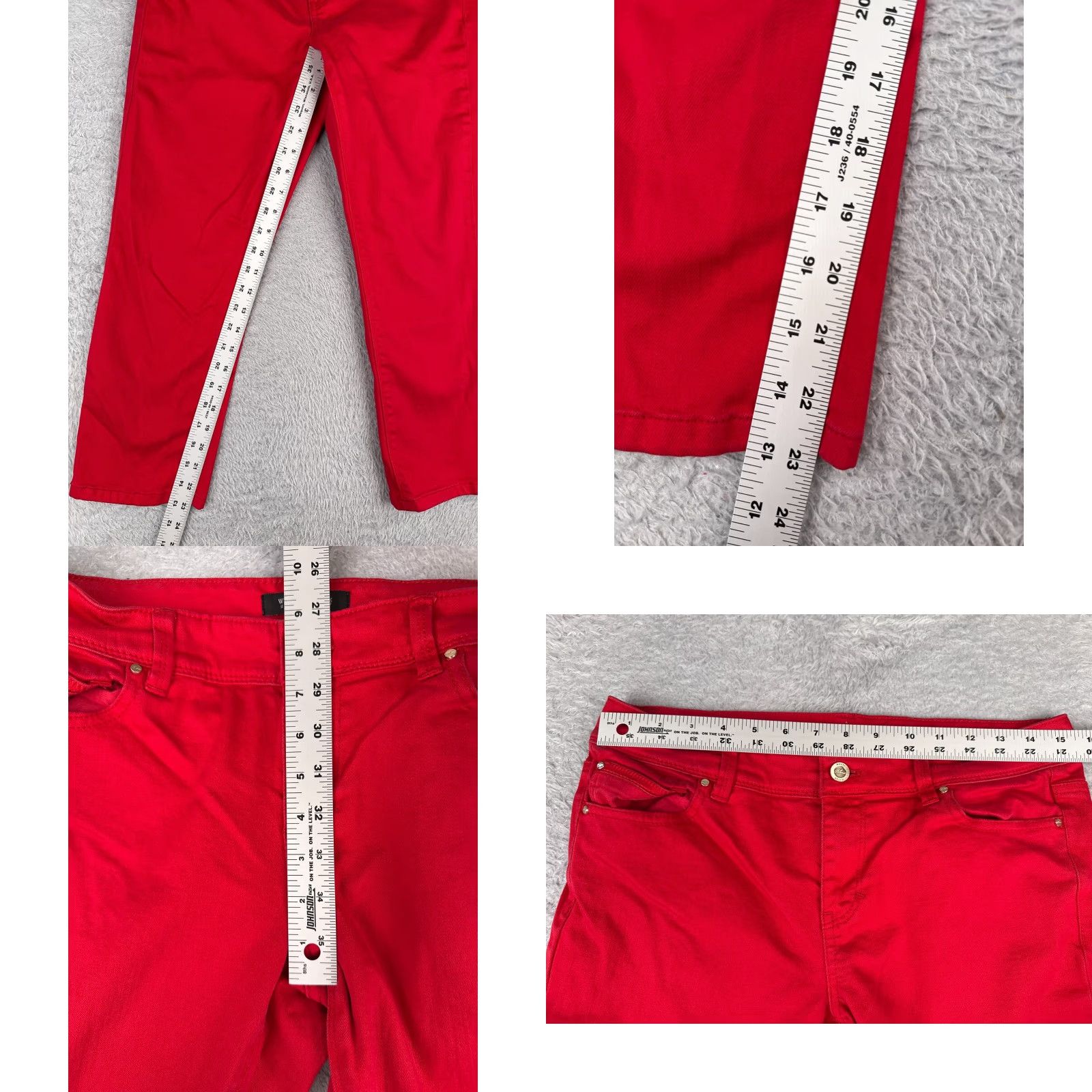 White House Black Market White House Black Market Jeans Women 6 Red Slim Crop Straight Leg 30x23 Size 28" / US 6 / IT 42 - 8 Thumbnail