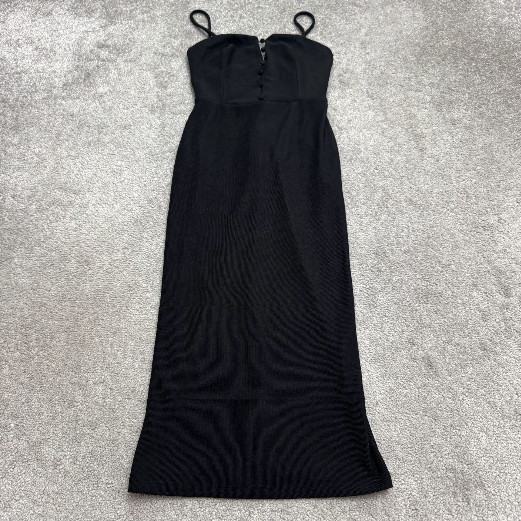 Bershka Bershka Black Night Out Midi Dress Womens Small Button Front Strappy Knit Slip Dress Sleeveless Size S / US 4 / IT 40 - 2 Thumbnail