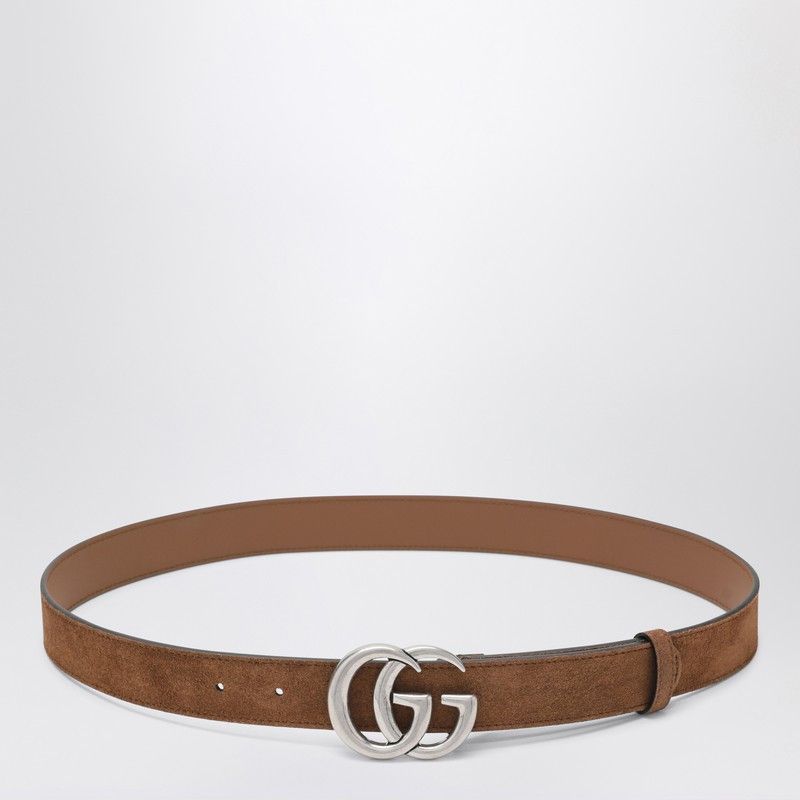 Gucci Gucci Hazelnut Suede Belt With Gg Marmont Buckle Size ONE SIZE - 1 Thumbnail