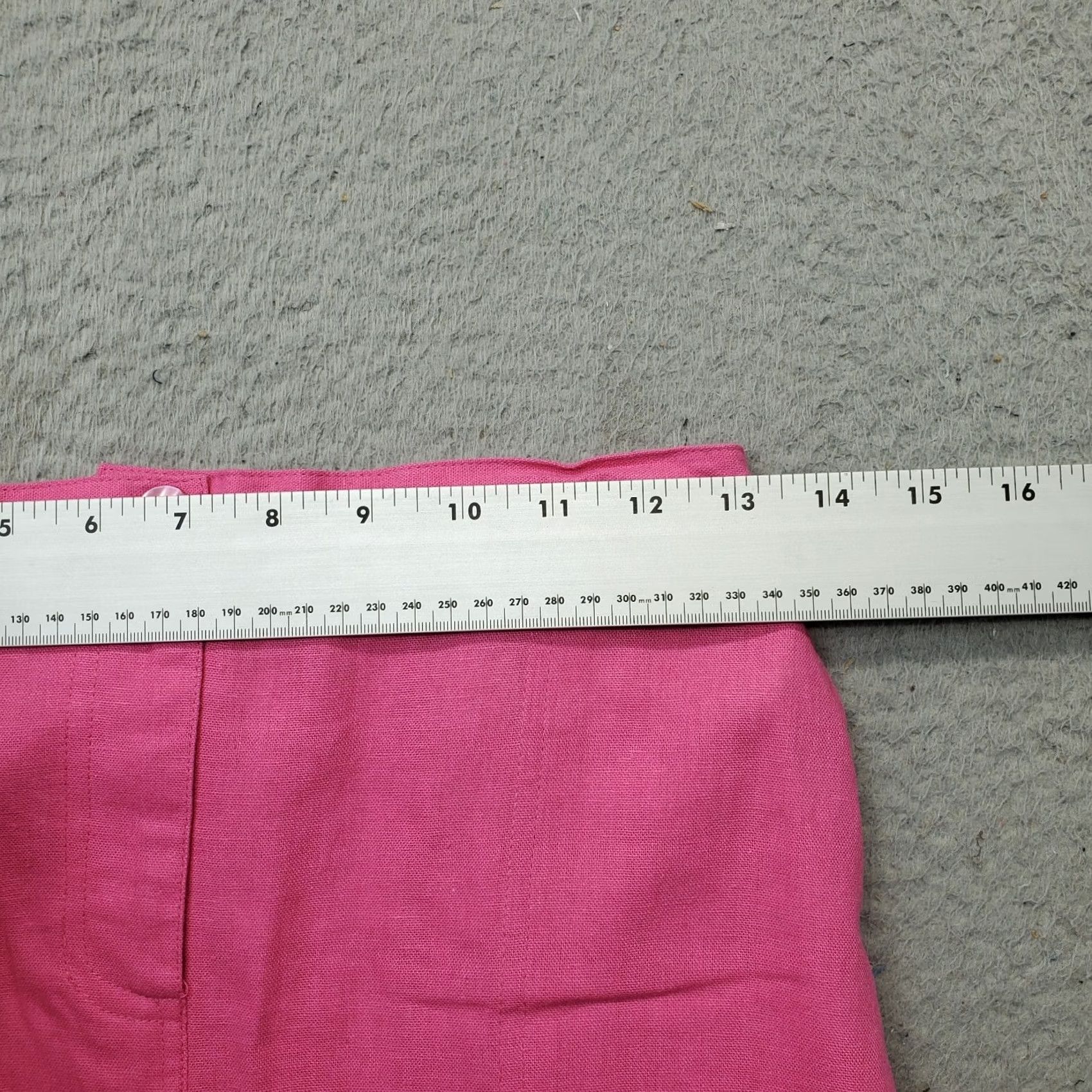 Pinko ISC Long Skirt Womens S Pink Linen Laser Cut Trim Hem Button Front - A-Line, Lightweight, Outdoor, Casual, 34.75" Length Size 28" / US 6 / IT 42 - 5 Thumbnail