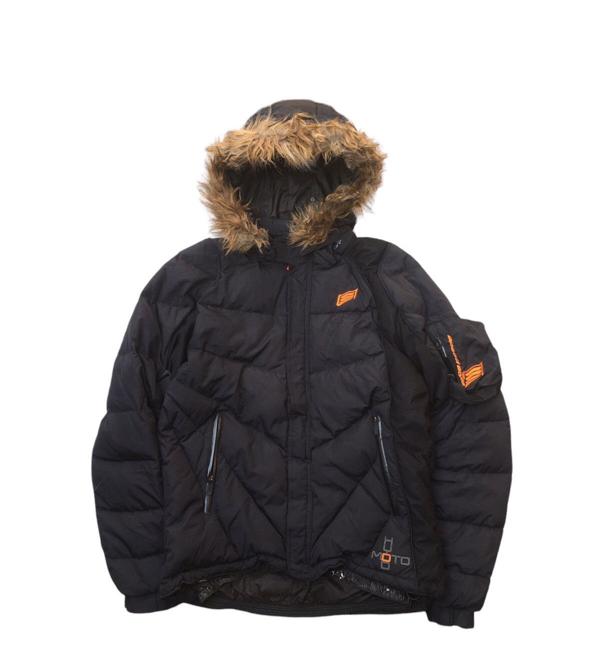 image of Archival Clothing Hyood Down Fur Jacket in Black, Men's (Size Medium)
