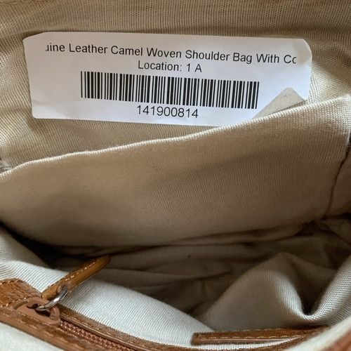 Cognac Woven Camel Colour Tie Shoulder Bag Brown Genuine Lea