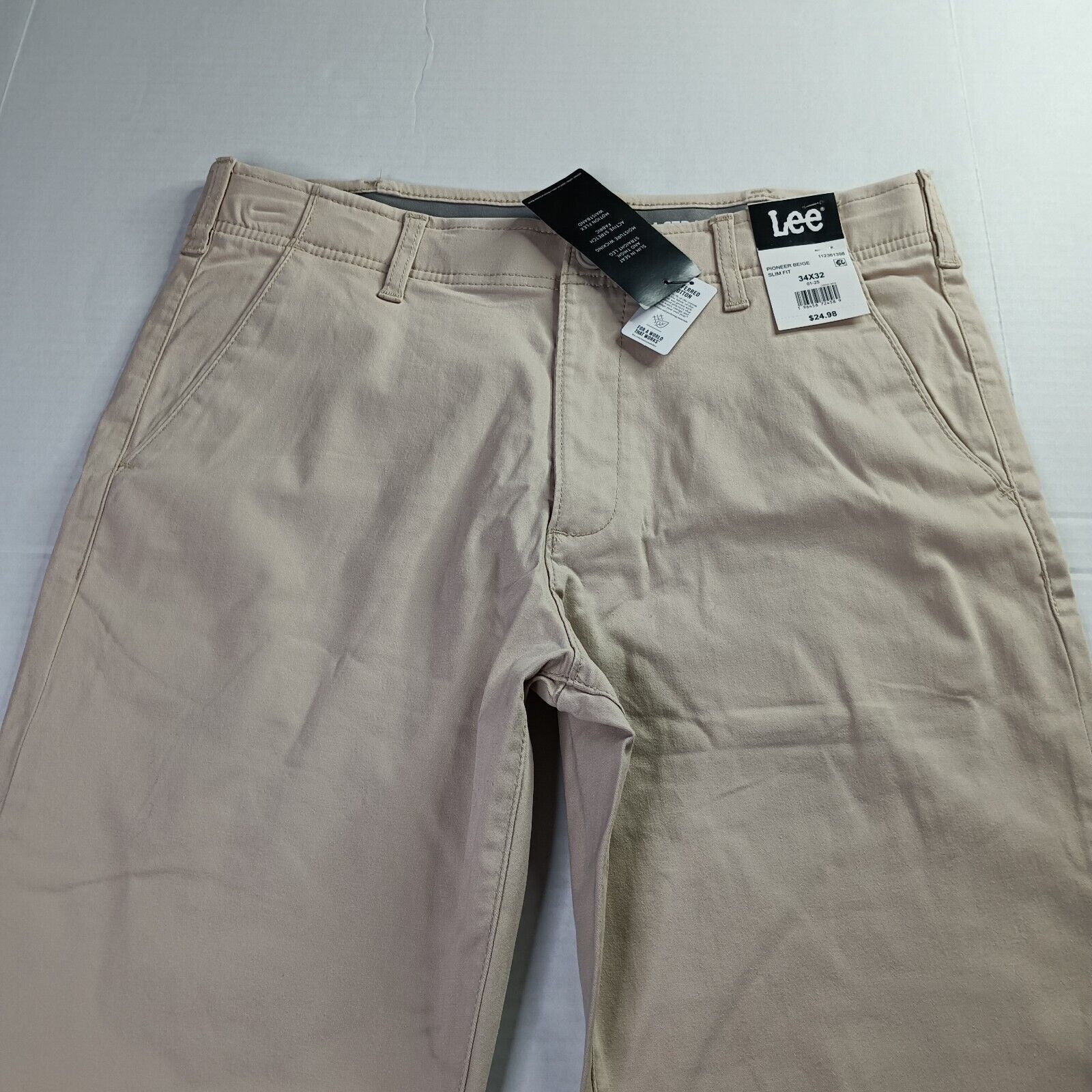 Lee Lee Chino Motion Flex Waistband Pants Men's 34x32 Beige Slim Size US 34 / EU 50 - 4 Thumbnail