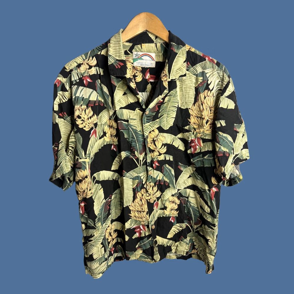 Paradise Found Paradise Found Shirt Mens Large Black Banana Leaf Hawaiian Camp Button Front Size US L / EU 52-54 / 3 - 1 Thumbnail