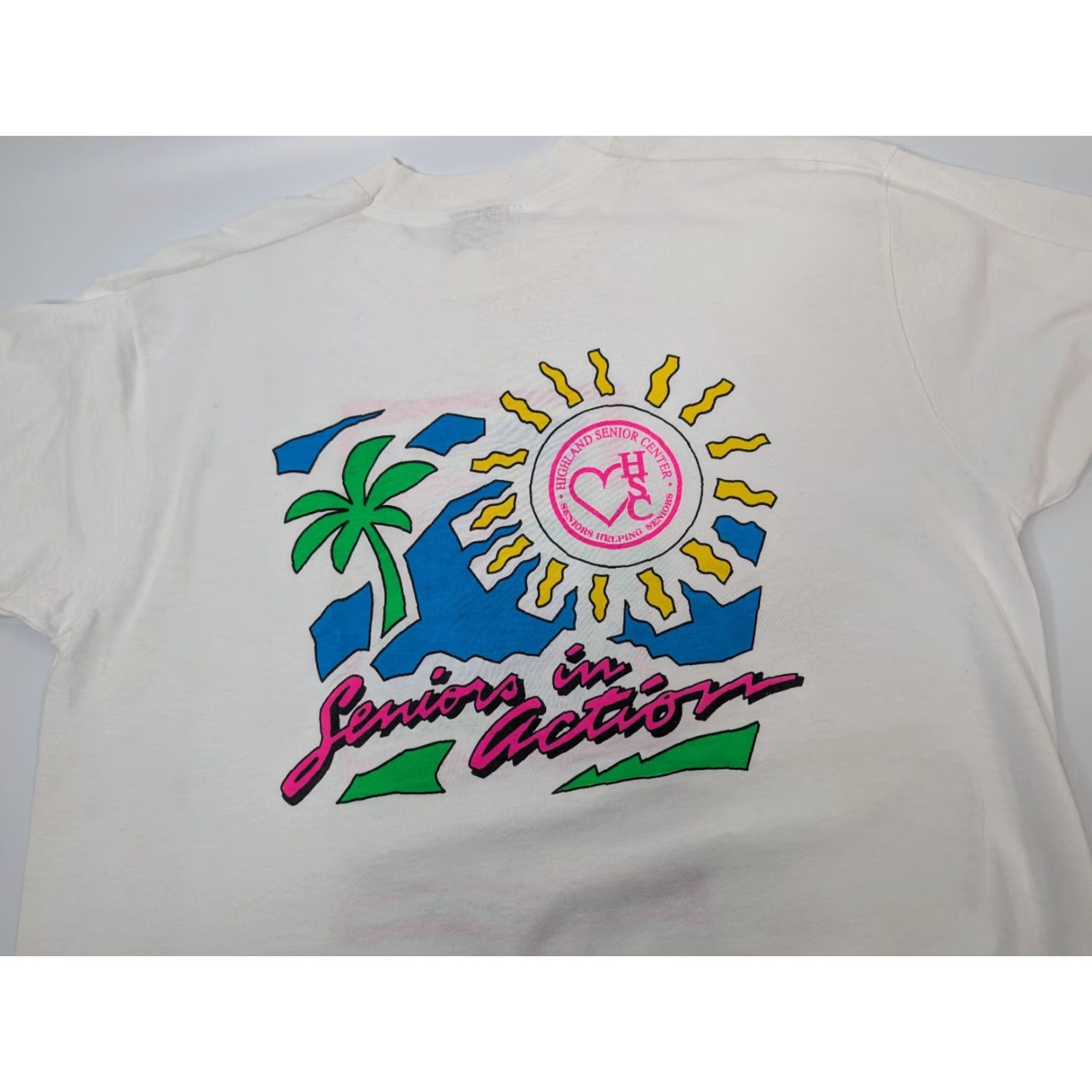 Vintage VINTAGE Screen Stars T-Shirt Short Sleeve Crew Neck L White USA 80s 90s Single Stitch Senior in Action Size US L / EU 52-54 / 3 - 4 Thumbnail
