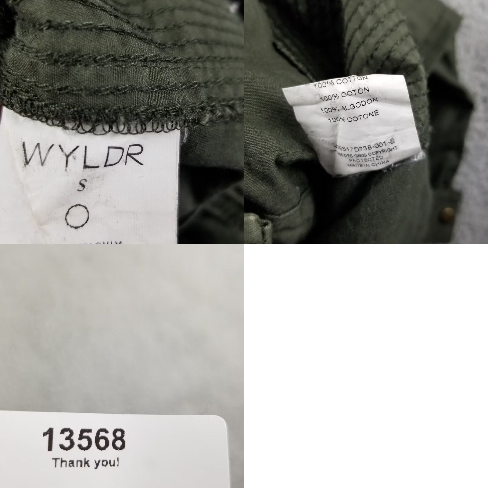 Vintage Wyldr Moto Style Army Zip Up Jacket Women's Size Small Green Military Jacket, Zipper, Breathable, 90s Theme, Regular Fit, Fall Winter, Women Size S / US 4 / IT 40 - 8 Thumbnail