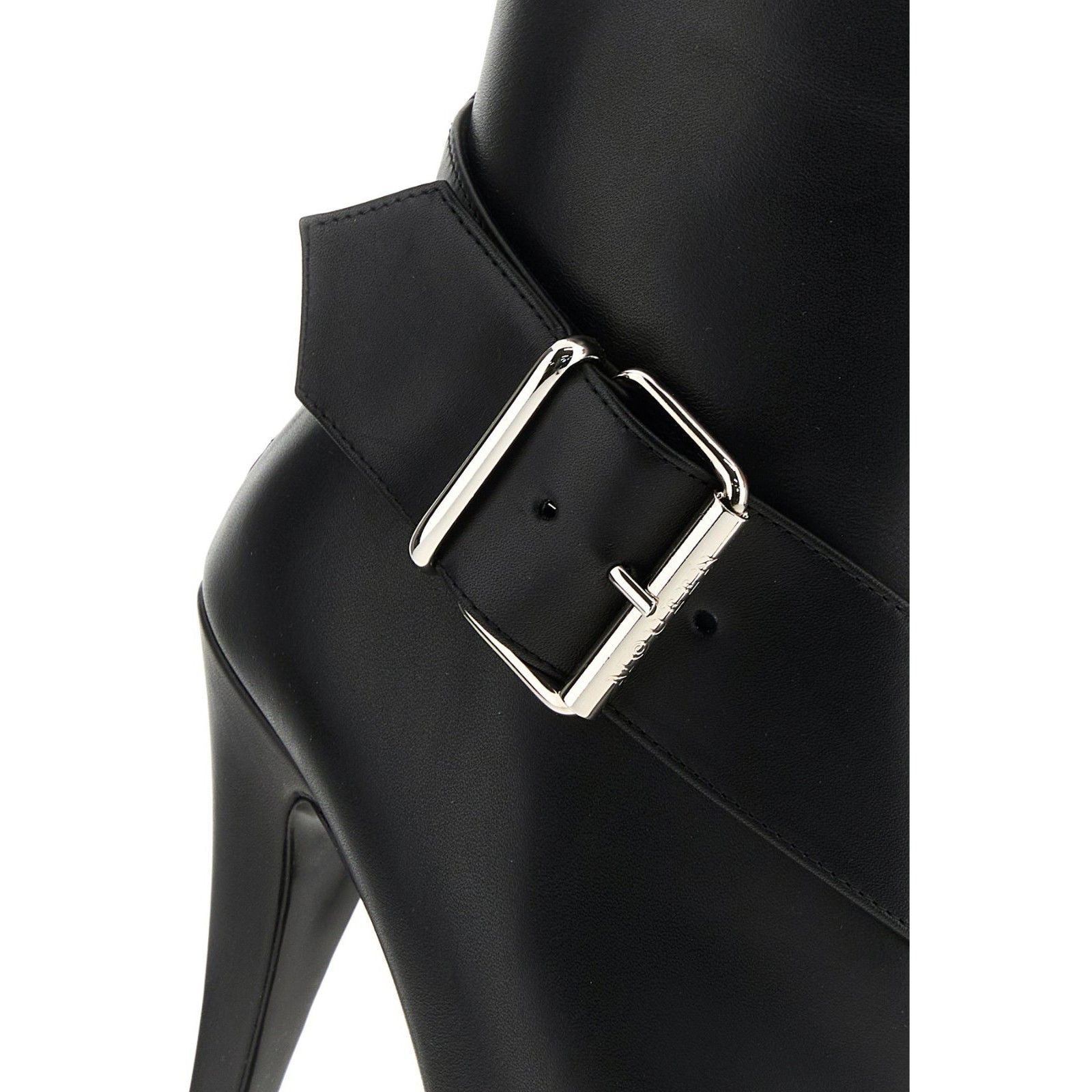 Alexander McQueen ALEXANDER MCQUEEN Side Strap Black Leather 100mm Heel Boots Size US 9 / IT 39 - 4 Thumbnail