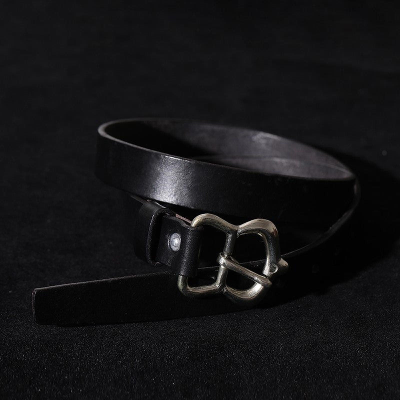Japanese Brand Retro Leather Belt – Copper Buckle, Narrow Veg-Tan Size ONE SIZE - 4 Thumbnail