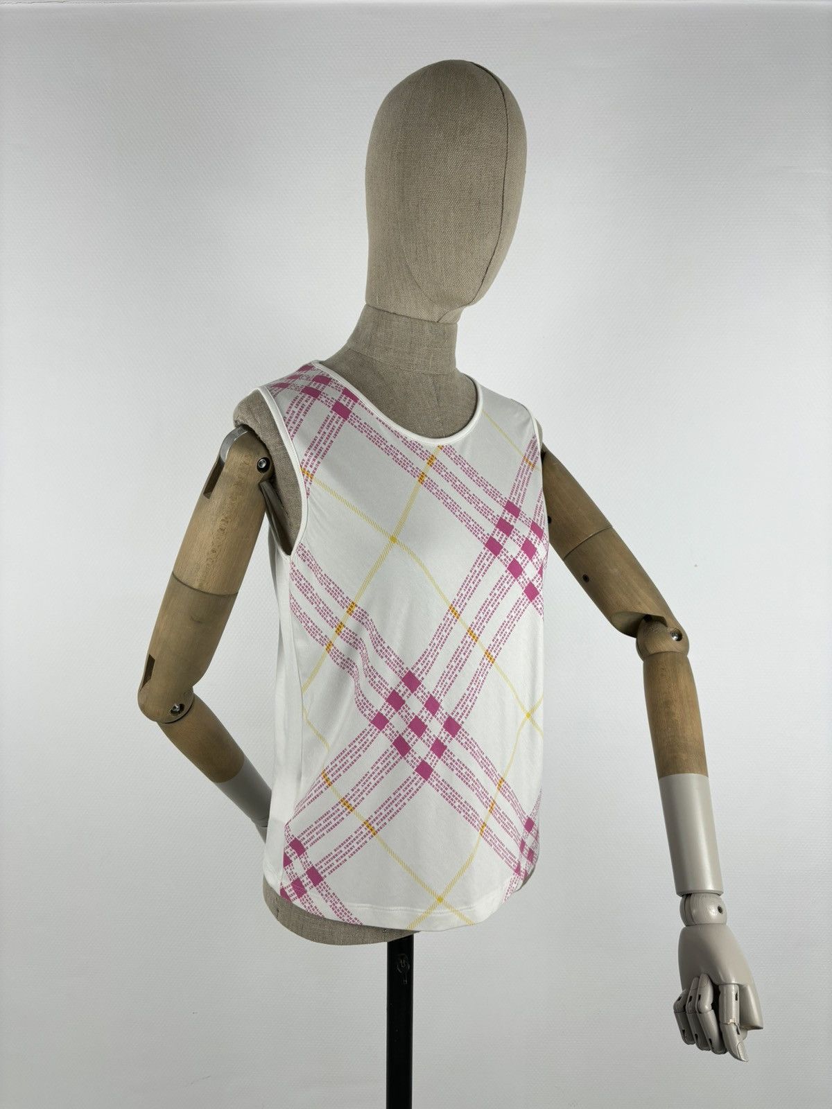 Burberry Y2K Prorsum London Monogram Print Nova Check Sleeveless Tank Top Blouse T-Shirt 48 Size M / US 6-8 / IT 42-44 - 2 Thumbnail
