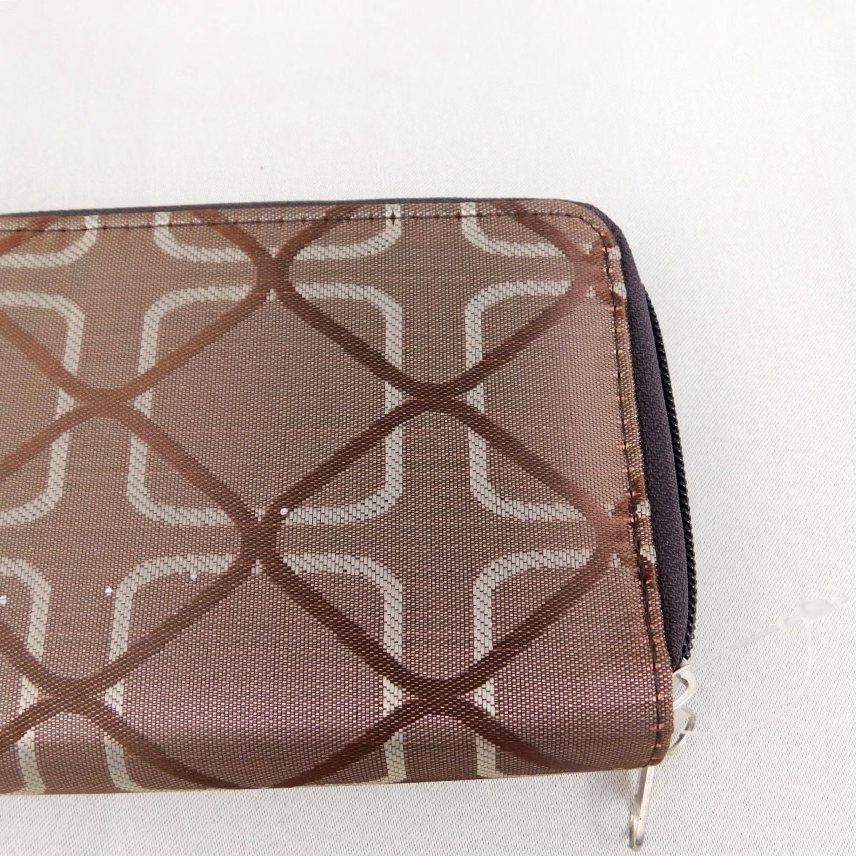 Doublet VINTAGE Nylon Patterned Double Zip-Around Wristlet Clutch Wallet Brown 7.5" x 4" Womens Wallet Zip-Around Patterned Geometric Strap Zipper Card Slots Size ONE SIZE - 2 Thumbnail