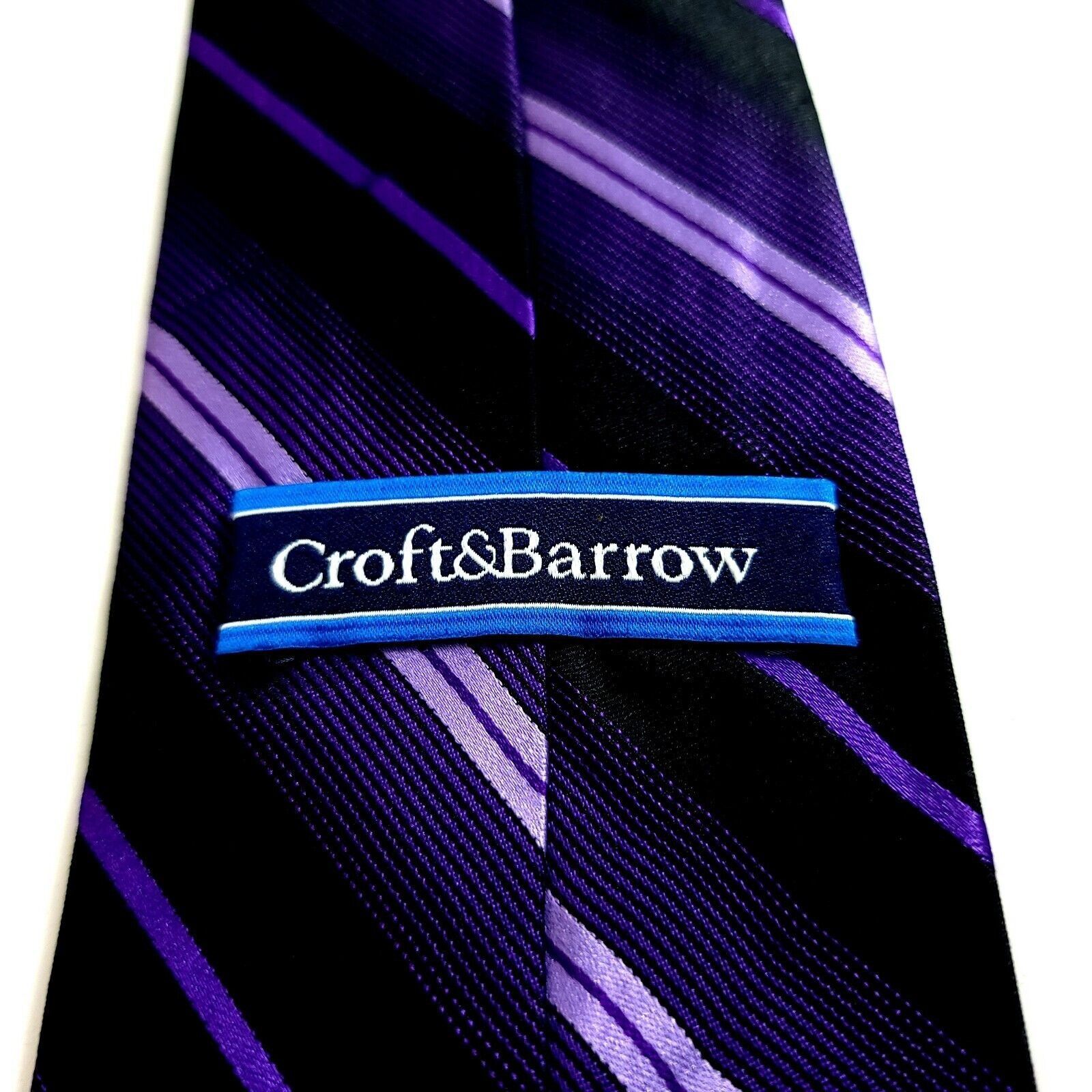 Croft & Barrow Croft & Barrow Black Purple Woven Striped Silk Tie Size ONE SIZE - 3 Thumbnail