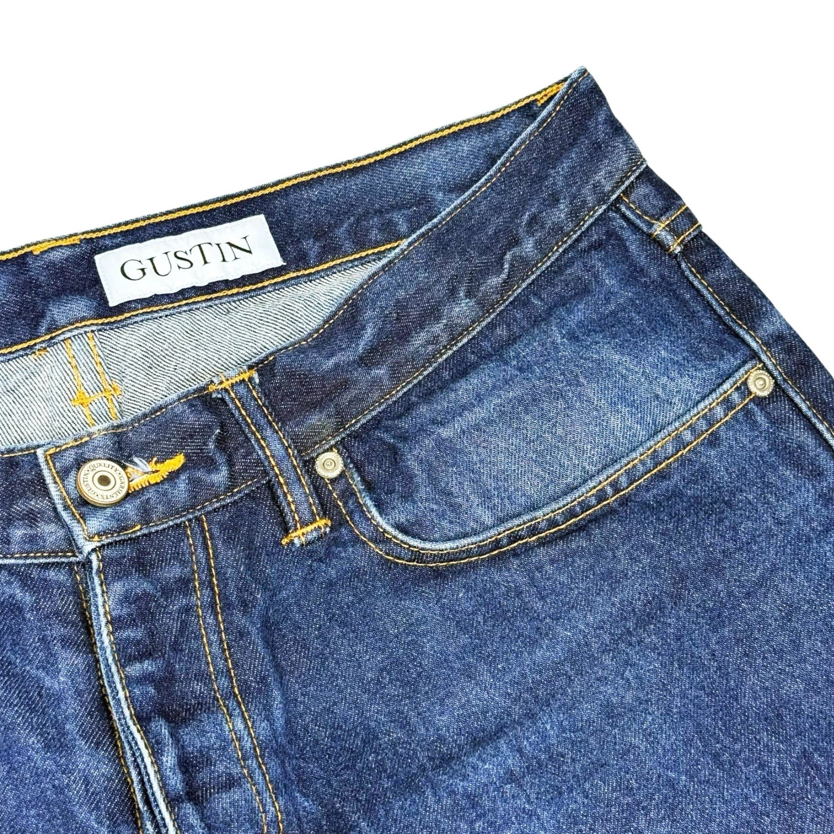 Gustin VINTAGE Gustin Jeans USA Straight 36 x 28 Men's Blue Denim 5-Pocket Cotton Regular Button 1990s Size US 36 / EU 52 - 6 Thumbnail