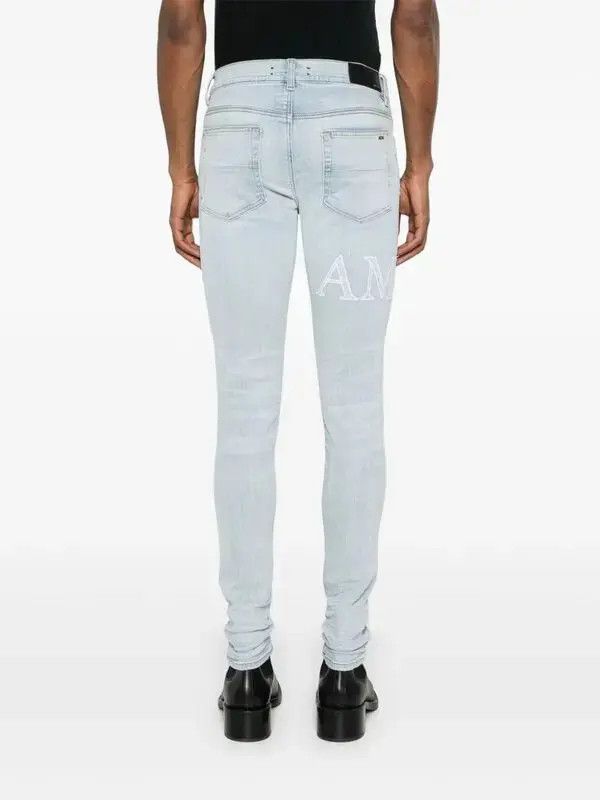 Amiri o1orln0326 Bandana-Jacquard Logo-Appliqué Jeans in Blue Size US 32 / EU 48 - 4 Thumbnail