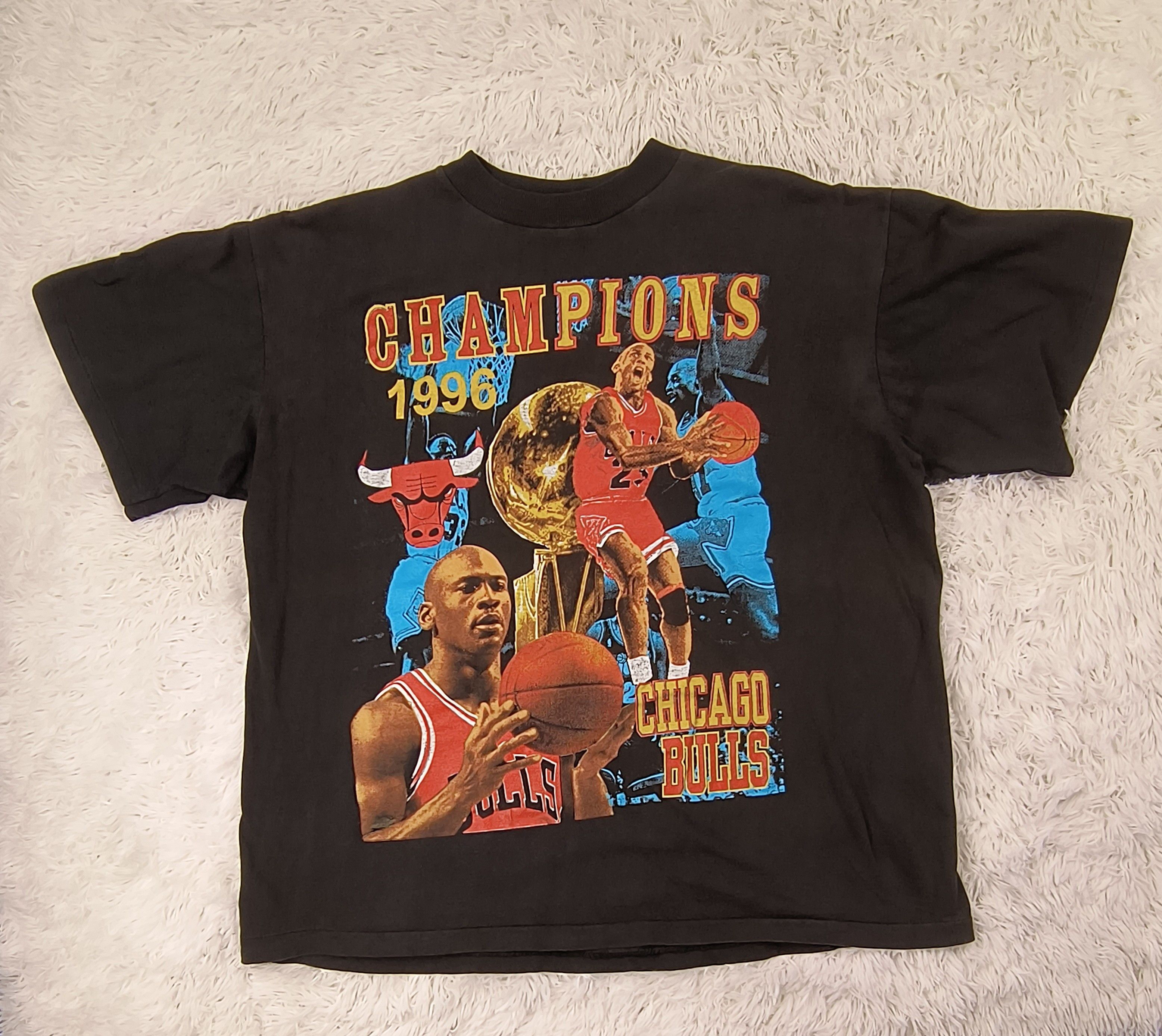 NBA Vintage Chicago bulls champion Jordan Rodman Pippen 1996 tee Size US XL / EU 56 / 4 - 3 Thumbnail