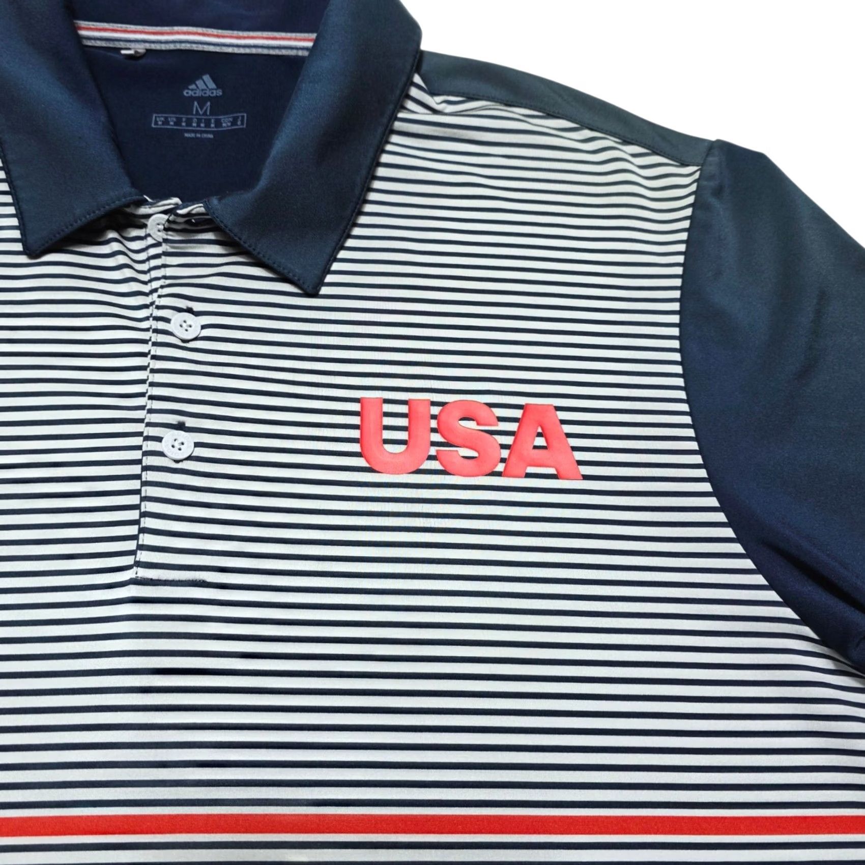 Adidas Adidas Polo Shirt Golf USA Striped Men’s Medium Blue Red White Size US M / EU 48-50 / 2 - 3 Thumbnail