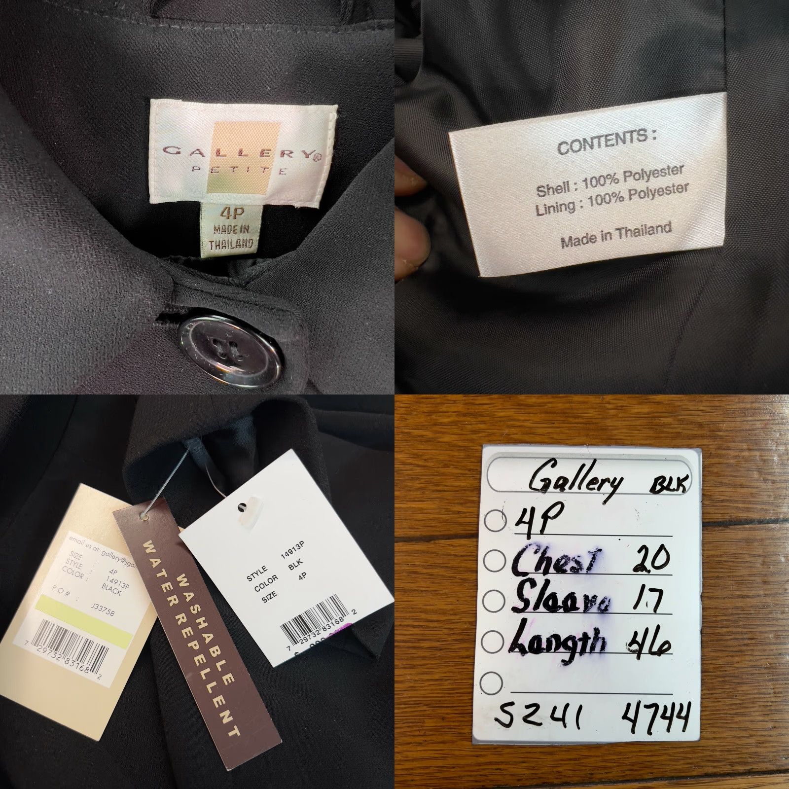Vintage Gallery Trench Coat Women Long Sleeve Button Front Water Repellent Black Size 4P 46" 100% Polyester, 2-7? Size S / US 4 / IT 40 - 8 Thumbnail