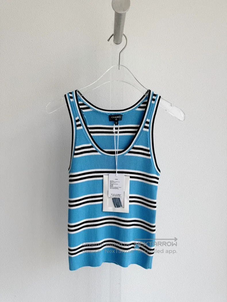 Chanel Chanel 24p blue striped knitted vest Size XS / US 0-2 / IT 36-38 - 3 Thumbnail