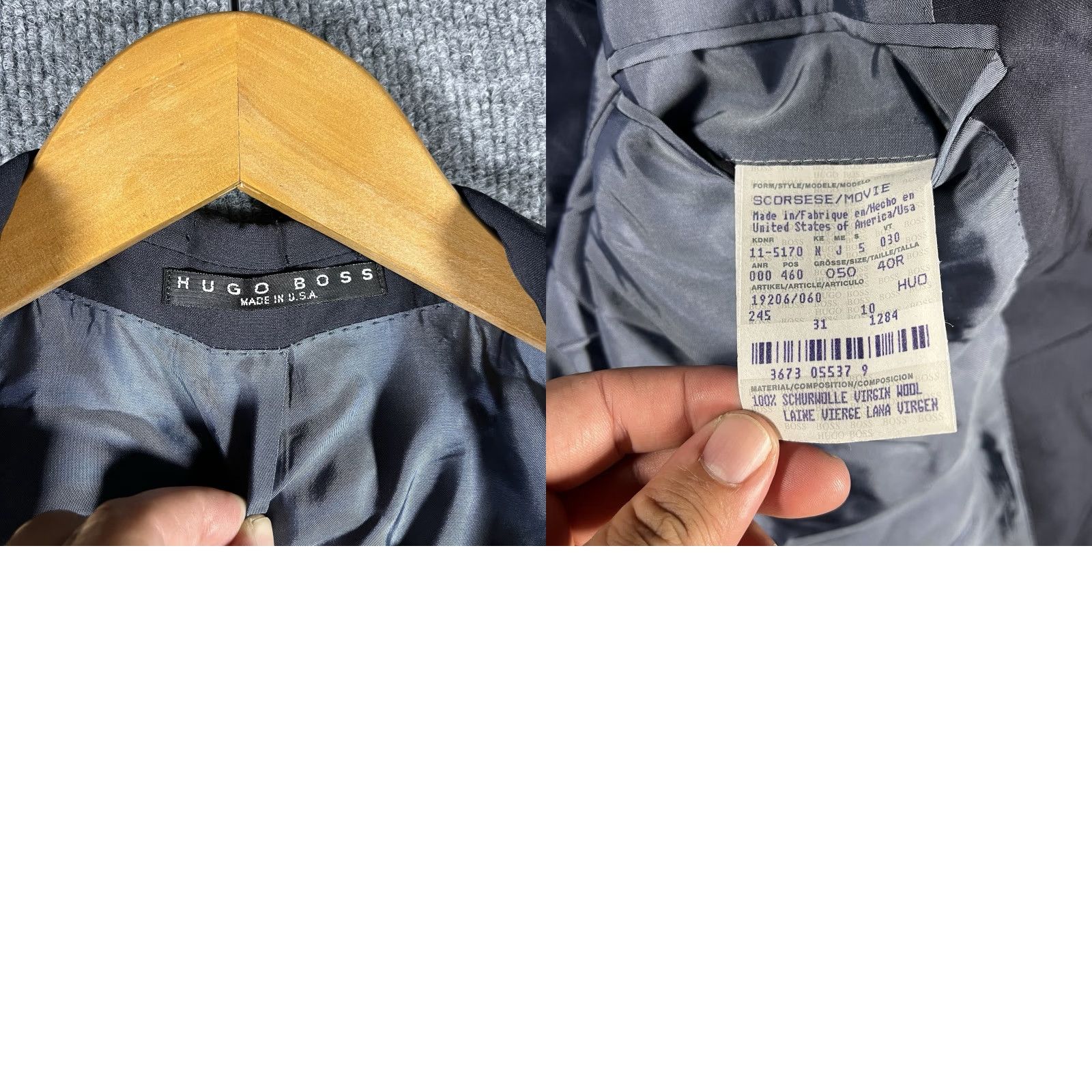 Hugo Boss HUGO BOSS Mens Suit 40R Navy Blue Wool 3 Button Single-Breasted Blazer Vintage N/A Size 40R - 8 Thumbnail