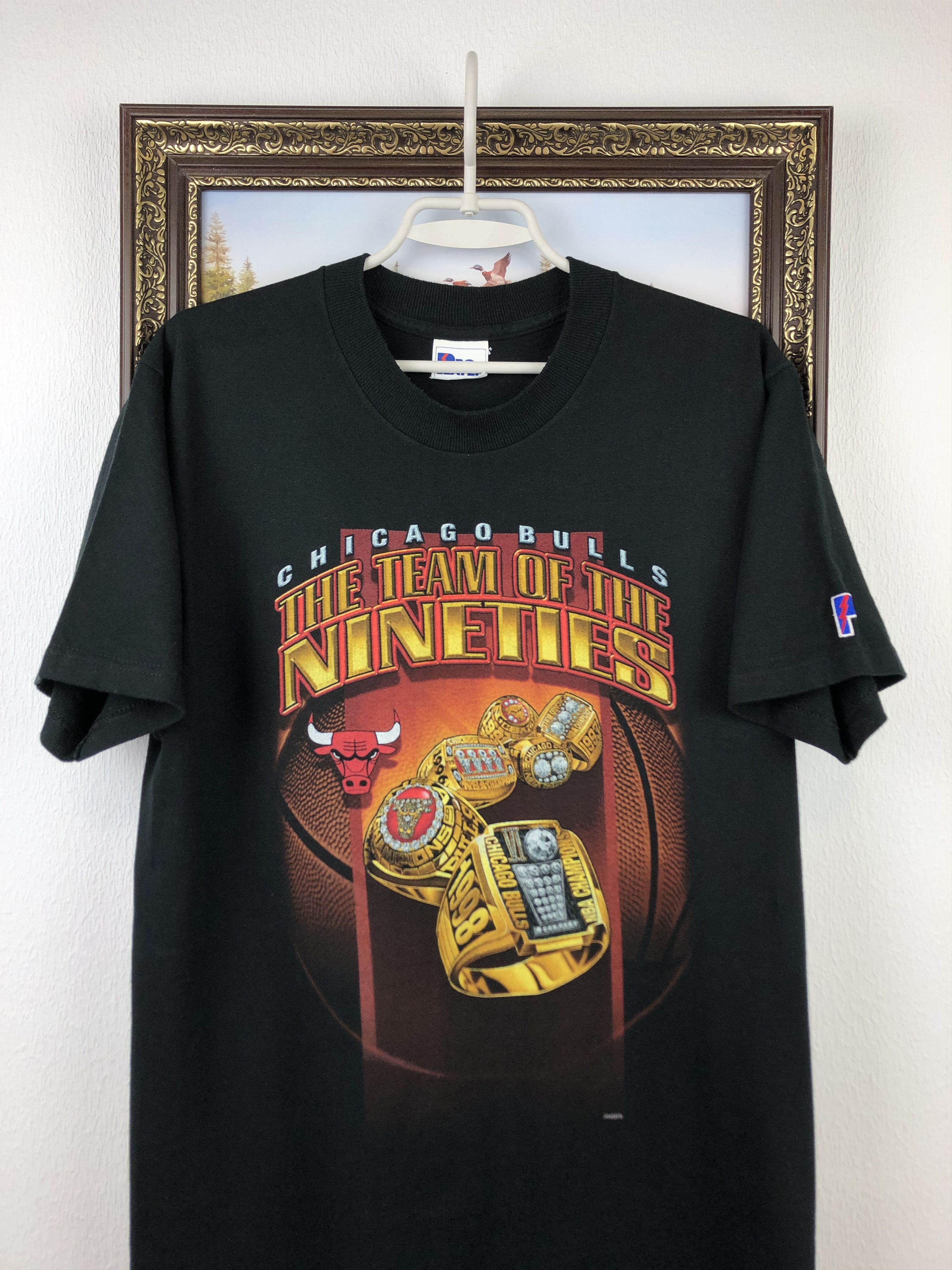 NBA Vintage Chicago Bulls Rings Jordan Shirt Tee RAre Over Print Size US L / EU 52-54 / 3 - 2 Thumbnail