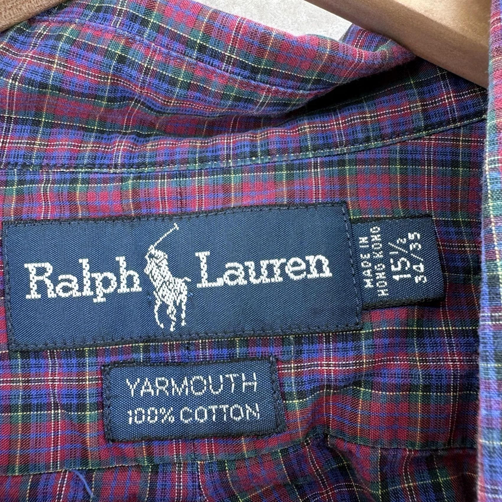 Ralph Lauren VINTAGE Ralph Lauren Shirt Mens 15.5 34/35 Purple Check Long Sleeve Yarmouth 90s Size US L / EU 52-54 / 3 - 4 Thumbnail