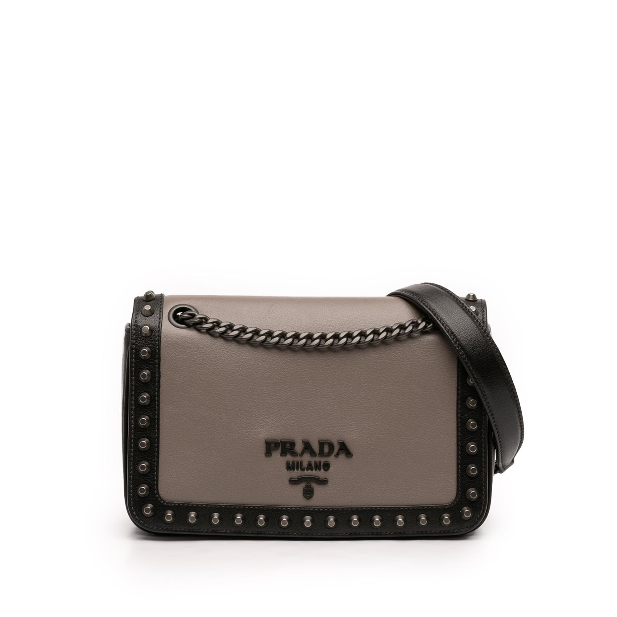 Prada Bicolor Glace Calfskin Studded Crossbody Size ONE SIZE - 1 Thumbnail