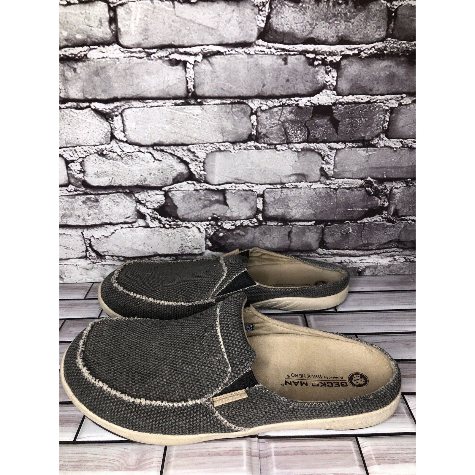 Other Gecko Man Walk Hero Arch Support Gray Canvas Fabric Mules Sh Size US 13 / EU 46 - 17 Thumbnail