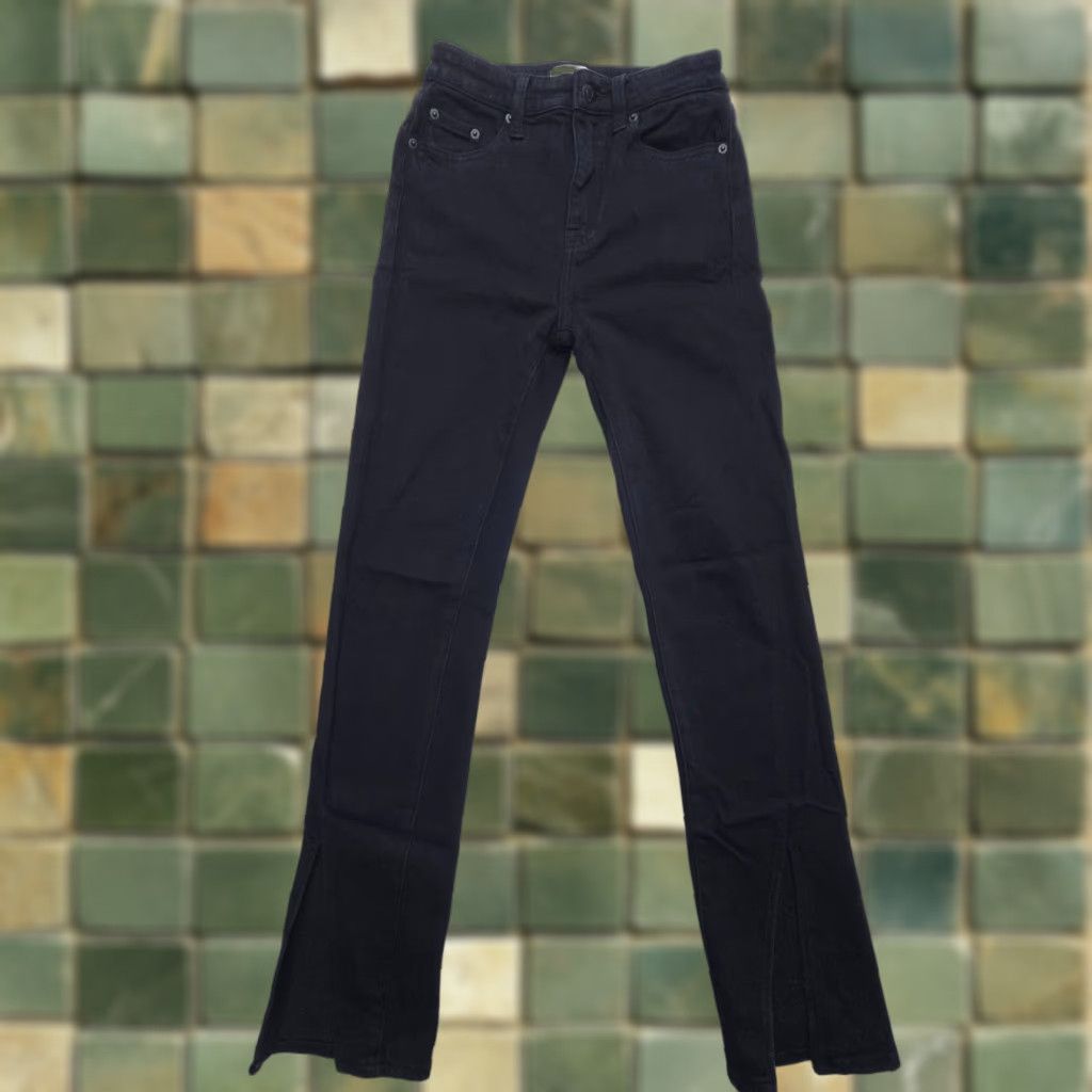 Pistola PISTOLA Teagan High Rise Jeans Size 24 Black 5-Pocket Design Straight Denim | High Rise Slit Hem Women’s Jeans Size 42" / US 20 - 1 Thumbnail